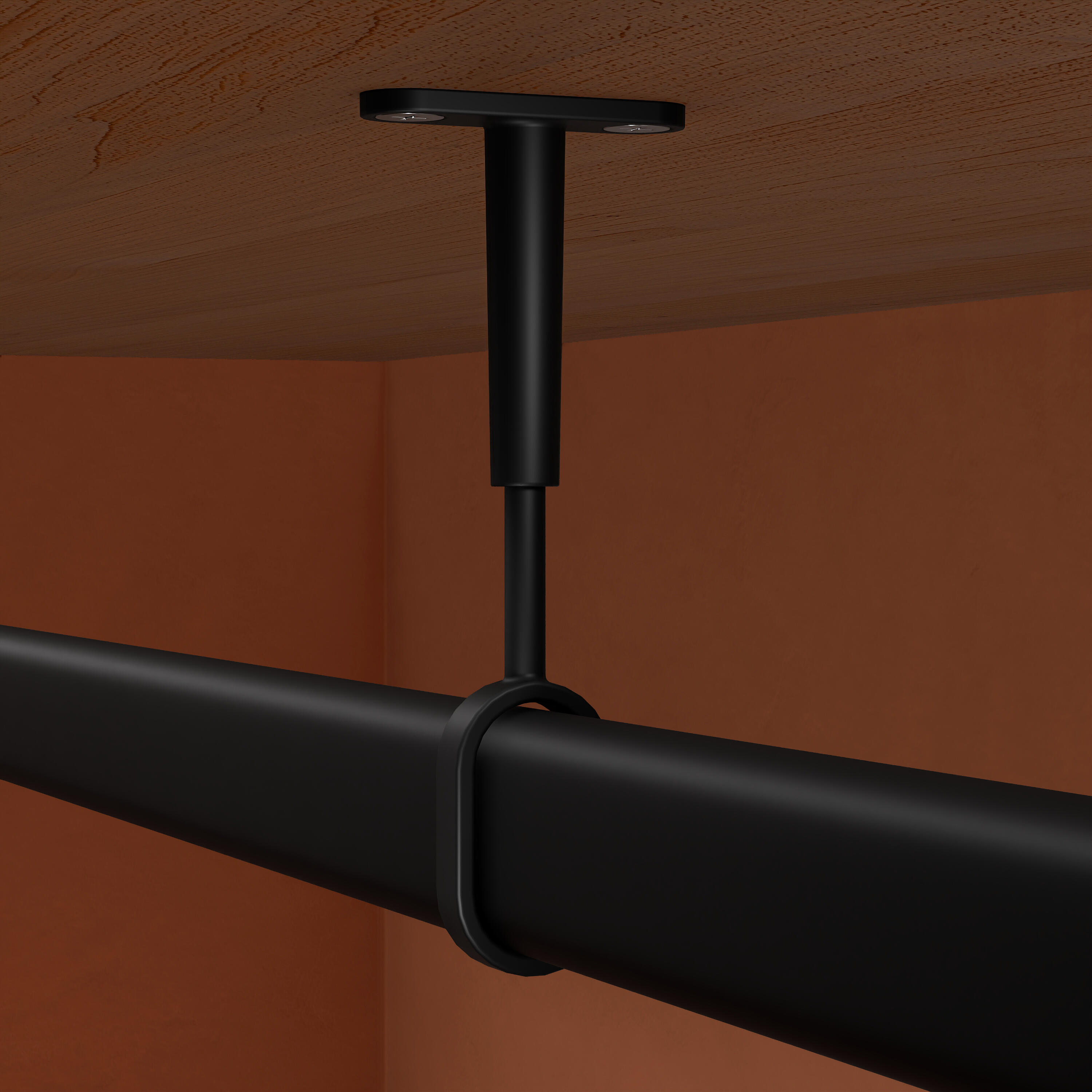 Support plafond extensible SPACEO pour barre de penderie Ovale 30X15mm noir - 2