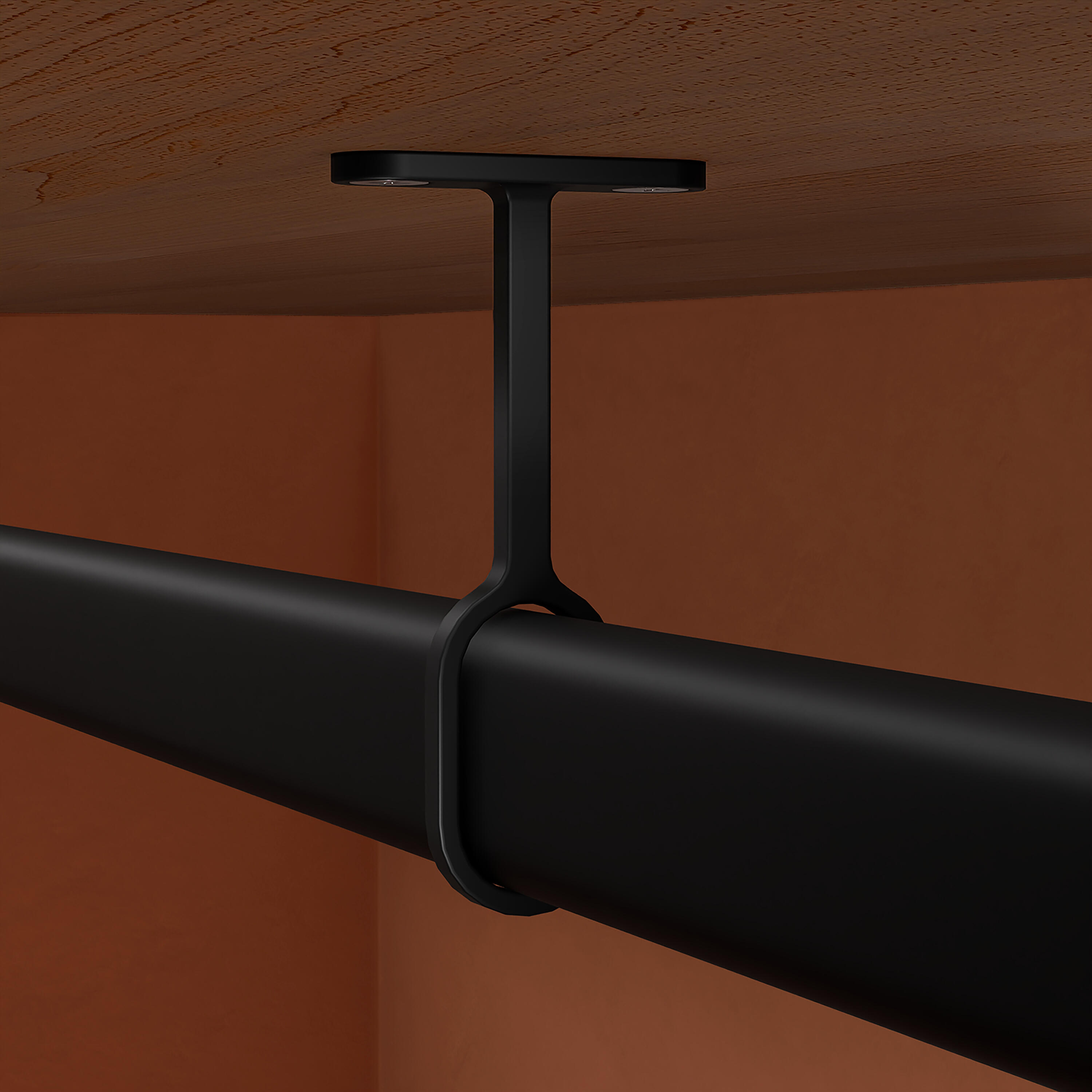 Support plafond fixe SPACEO pour barre de penderie Ovale 30X15mm noir - 3