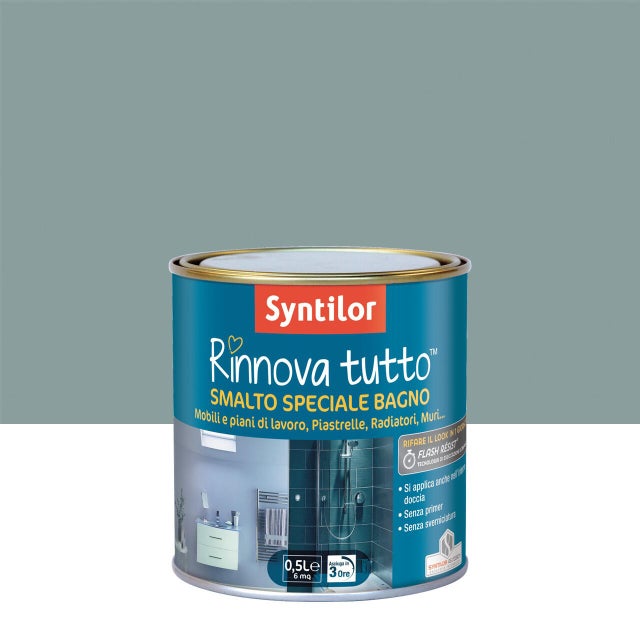 Smalto da interno per piastrelle, SYNTILOR Rinnova tutto bagno grigio cemento satinato, 0.5 L