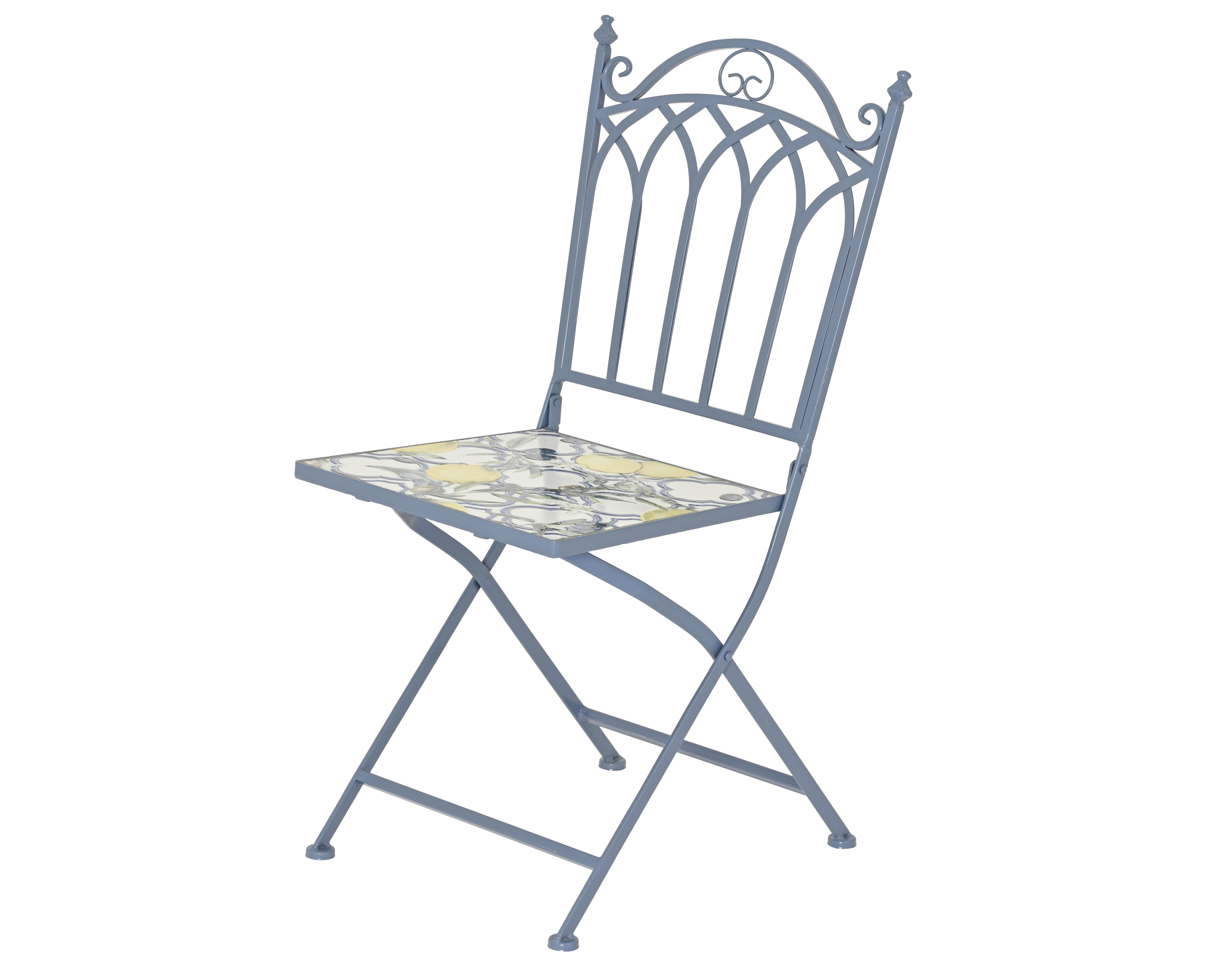 Scaun gradina Serrento Mozaic Lemon, pliabil, metal, albastru
