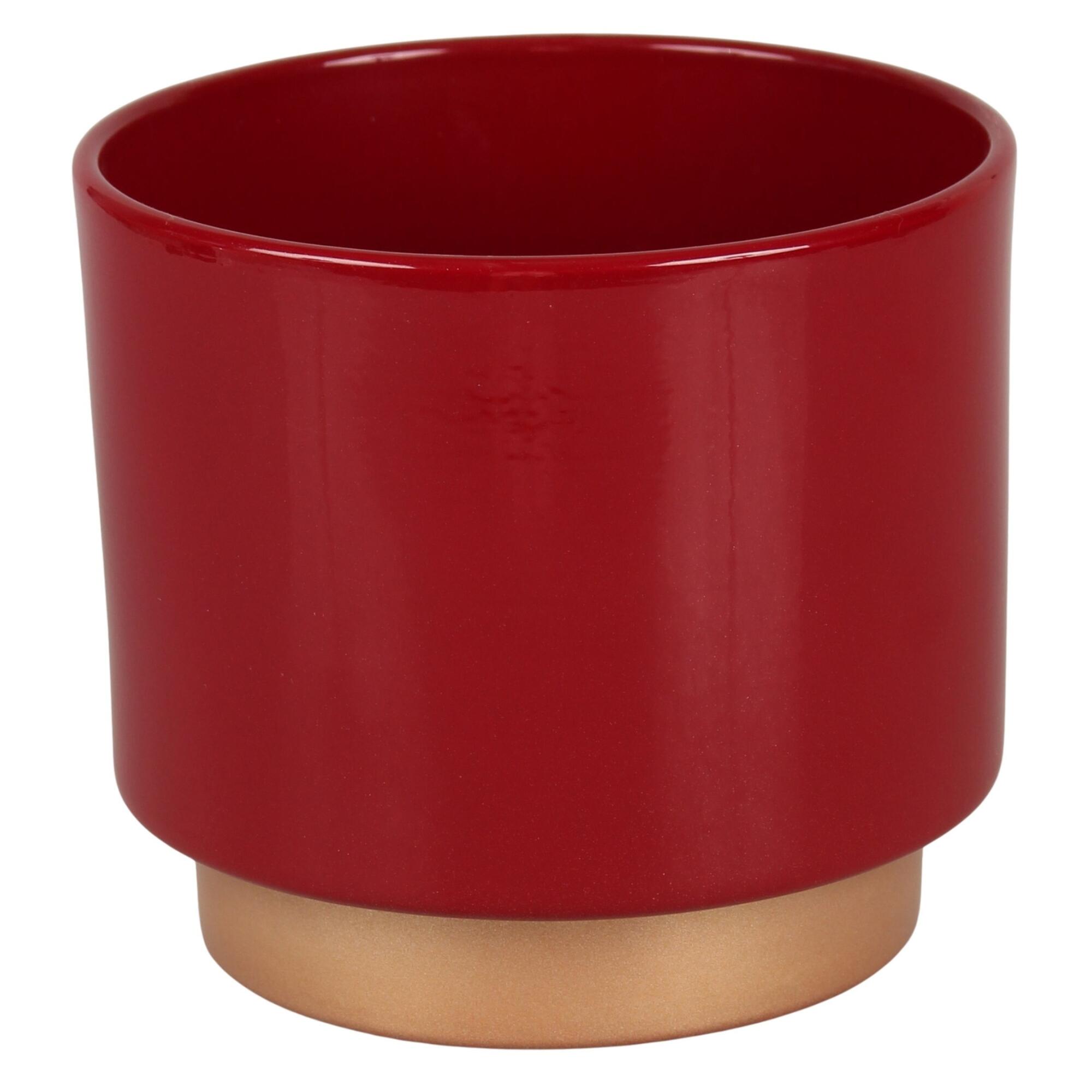 Ghiveci flori, ceramic, Ø 16 cm, rosu auriu