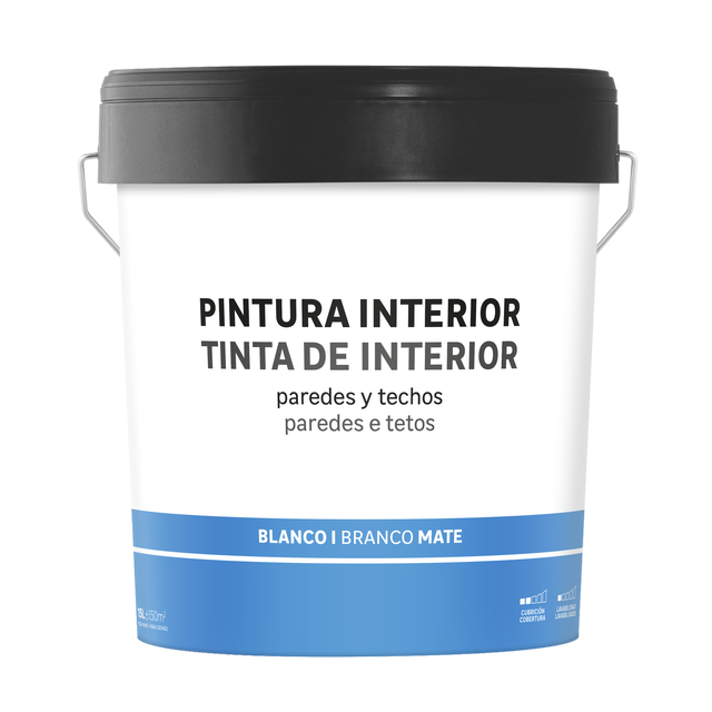 Pintura de interior color blanco mate 15L para paredes y techos