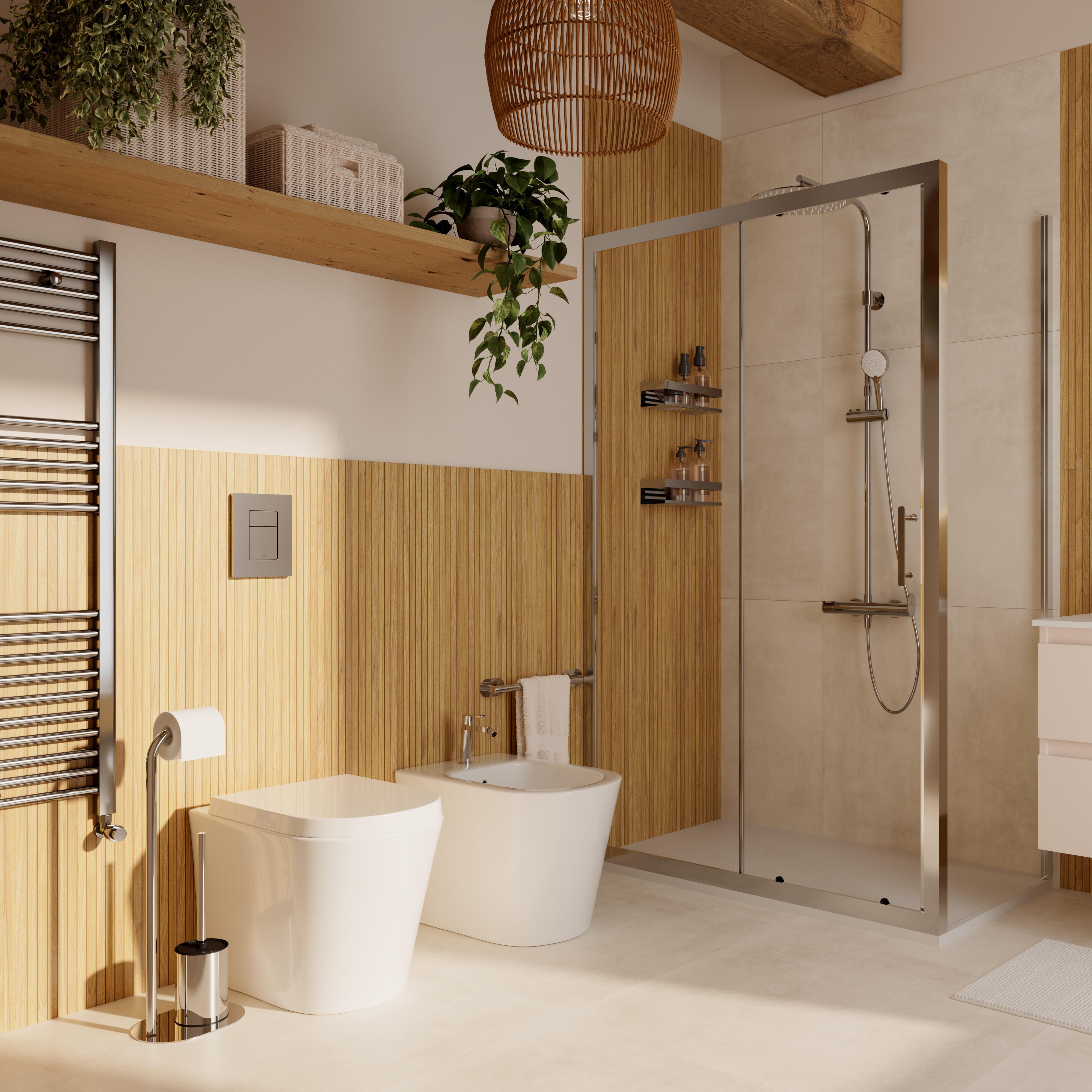 Vaso WC filomuro SENSEA easy, sedile incluso P 54.5 x L 36 x H 39.5 cm bianco - 2