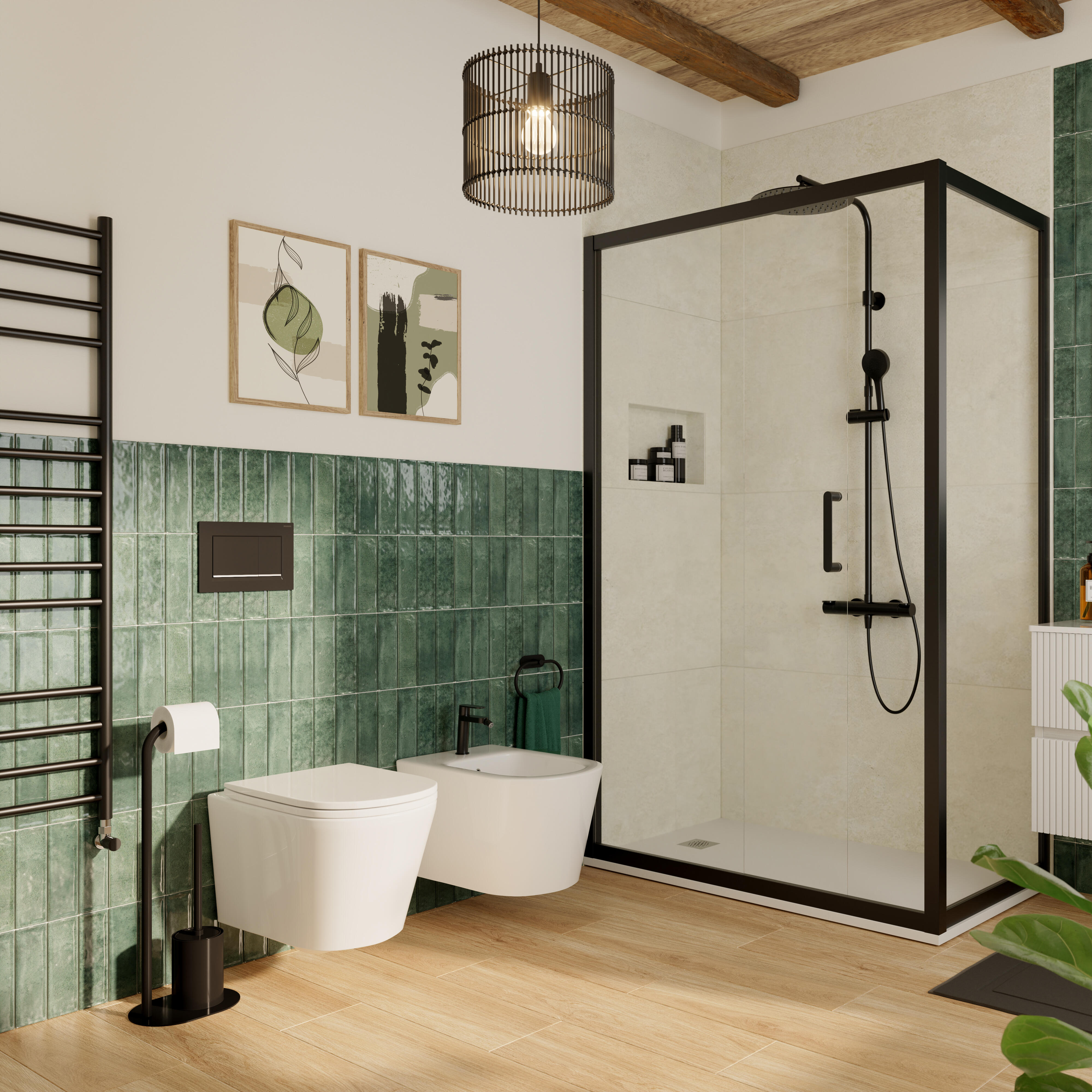 Box doccia rettangolare scorrevole Easy 120 x 70 cm, H 190 cm in vetro, spessore 3 mm trasparente nero - 4