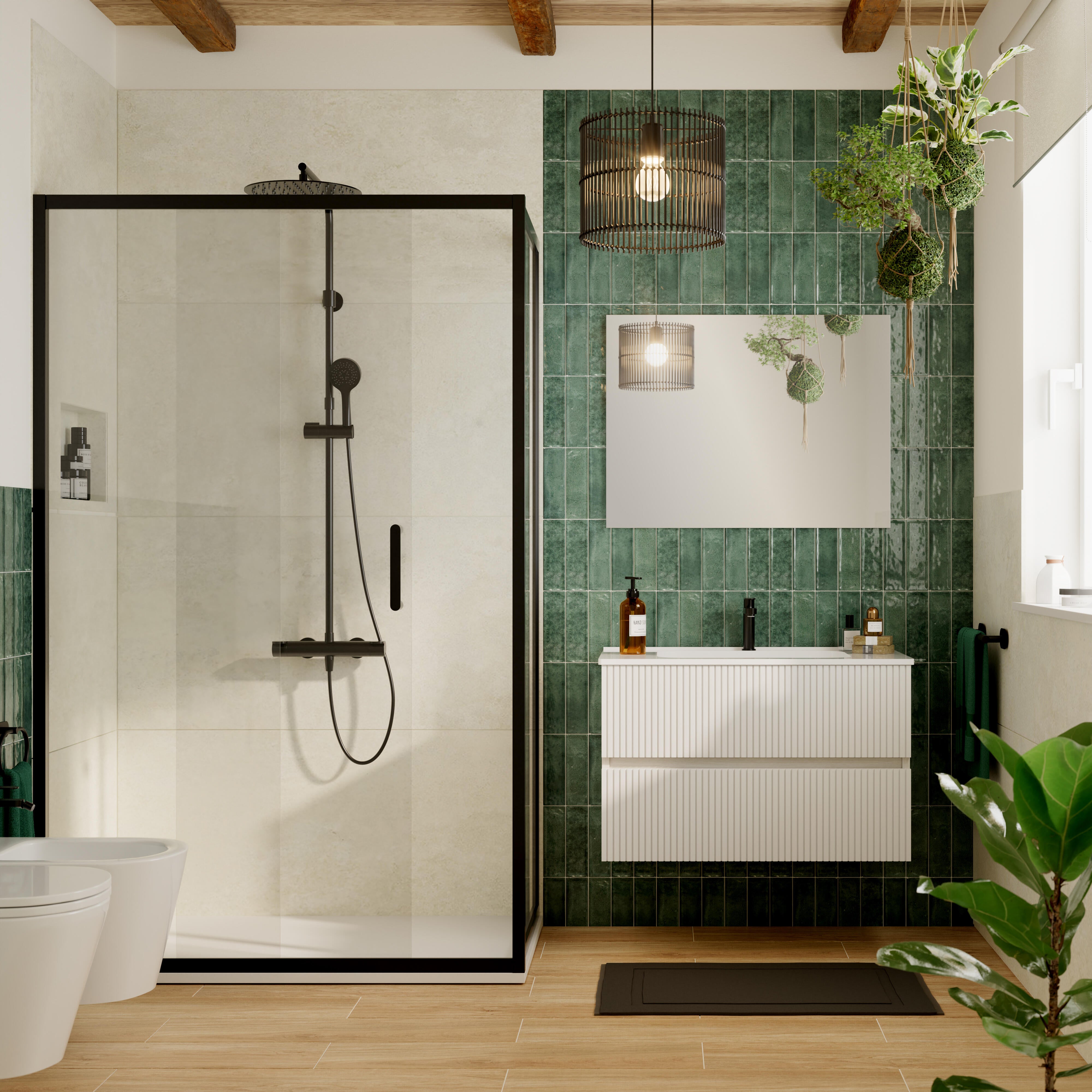 Box doccia rettangolare scorrevole Easy 120 x 70 cm, H 190 cm in vetro, spessore 3 mm trasparente nero - 3