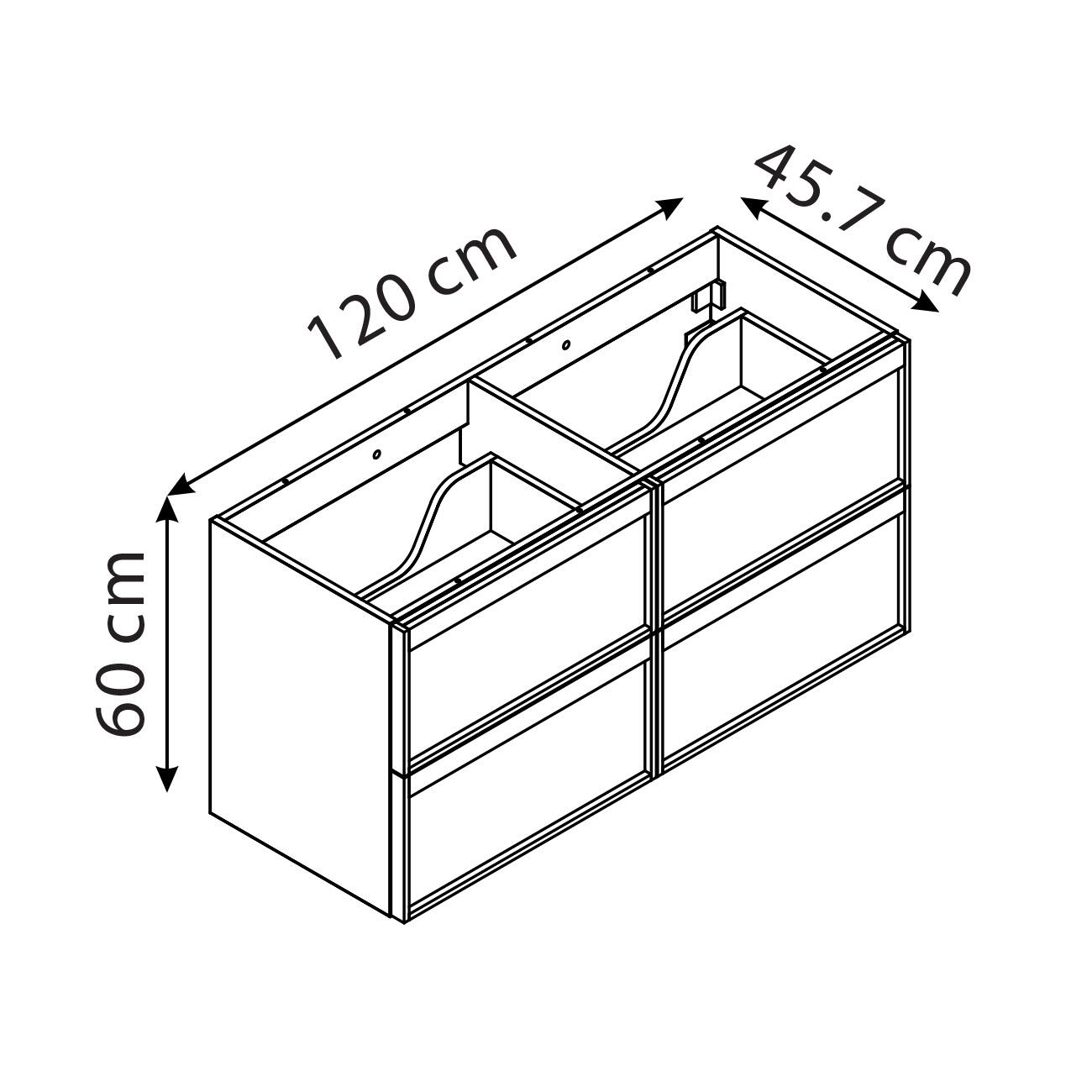 Meuble sous-vasque 4t L.120cm x H.60cm x P.45.7cm plaqué chêne naturel Scala - 7