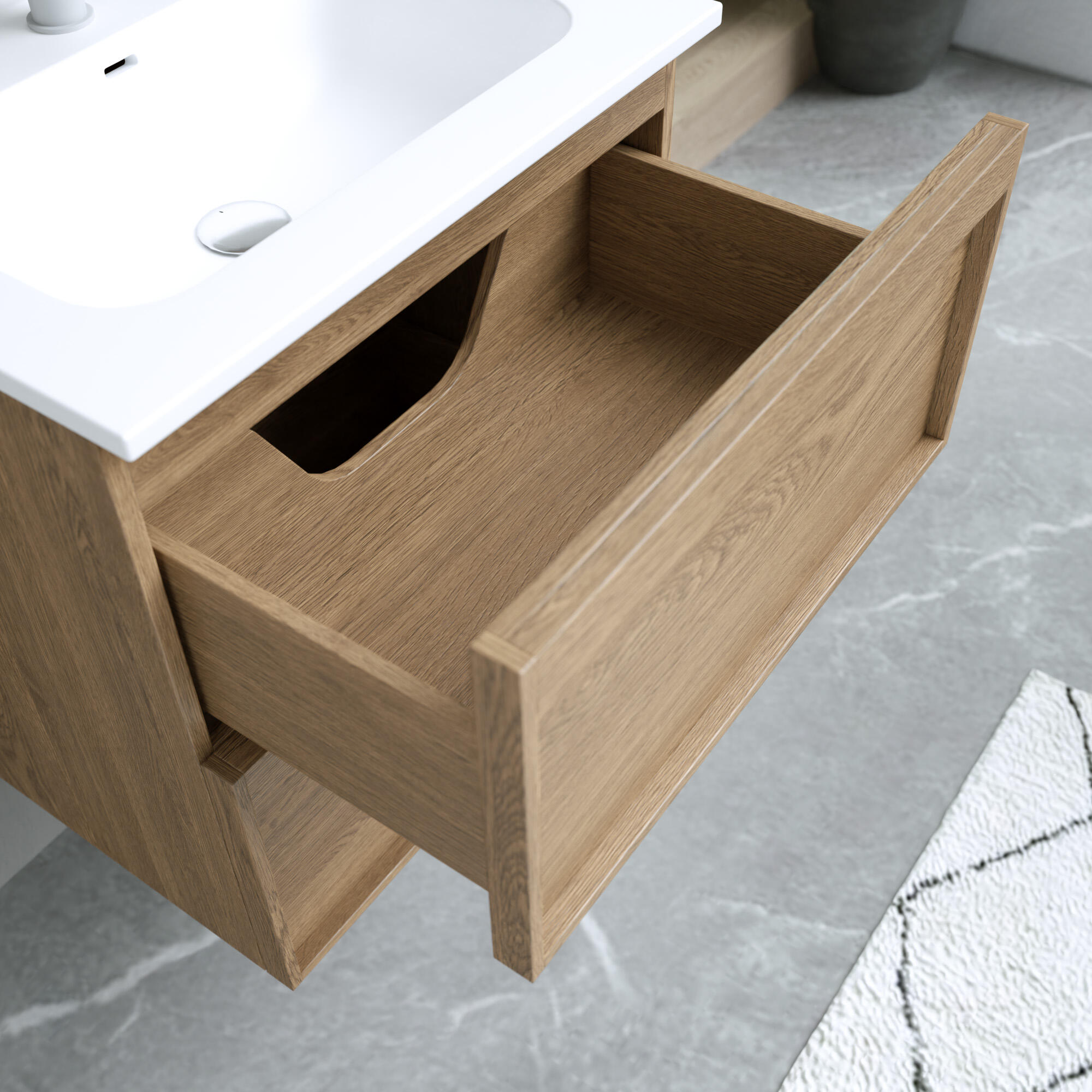 Meuble sous-vasque L.60cm x H.60cm x P.45.7cm plaqué chêne naturel Scala - 12