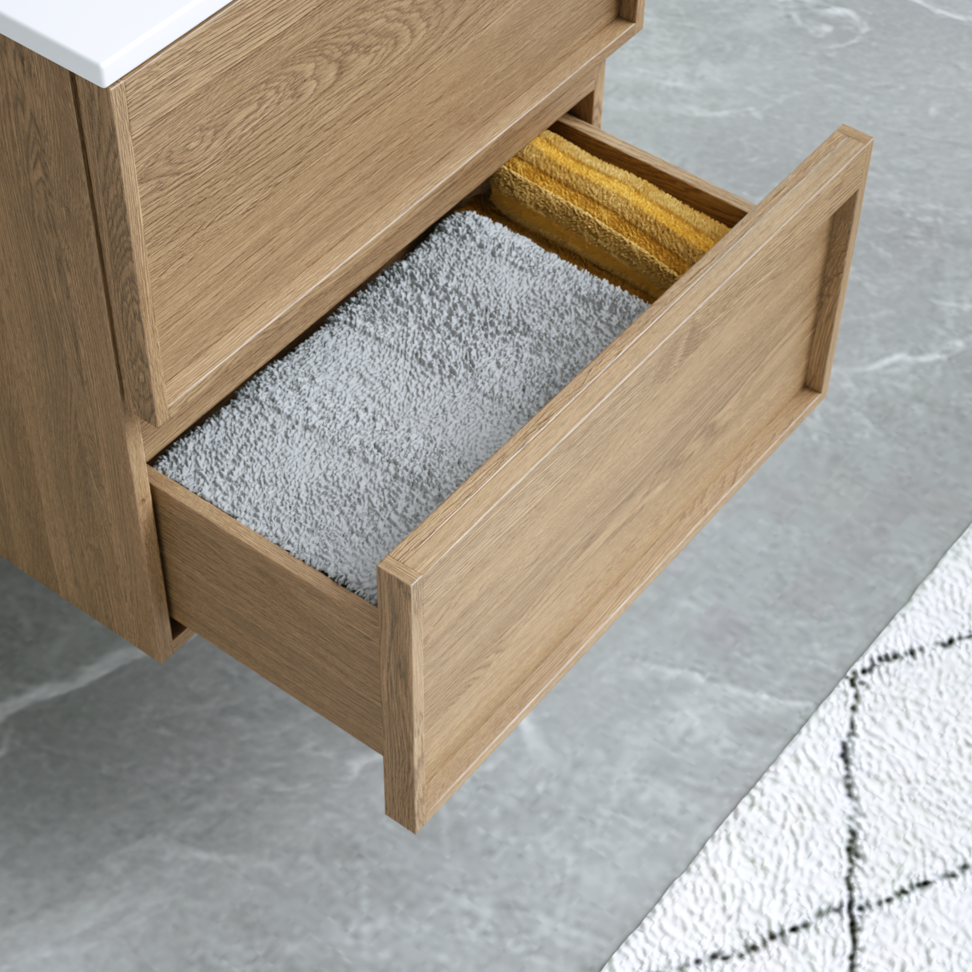 Meuble sous-vasque L.60cm x H.60cm x P.45.7cm plaqué chêne naturel Scala - 11