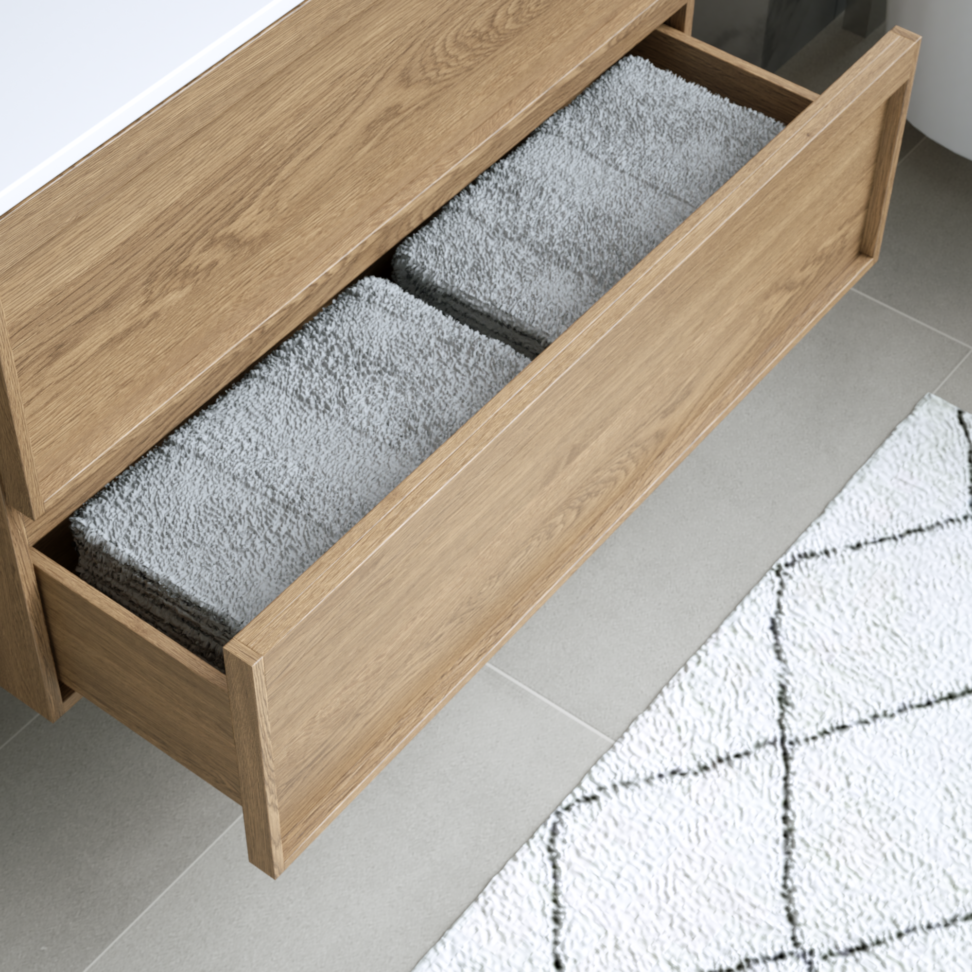 Meuble sous-vasque 2t L.100cm x H.60cm x P.45.7cm plaqué chêne naturel Scala - 10
