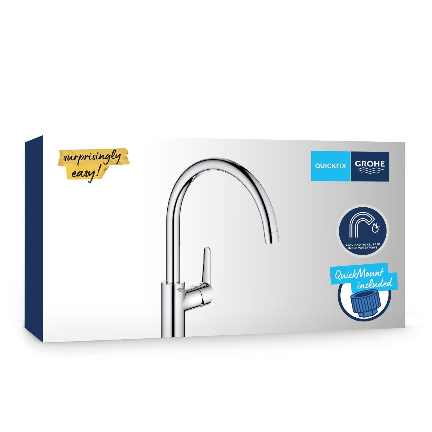 Torneira de bancada cano alt cromada Grohe Start Clova - 9