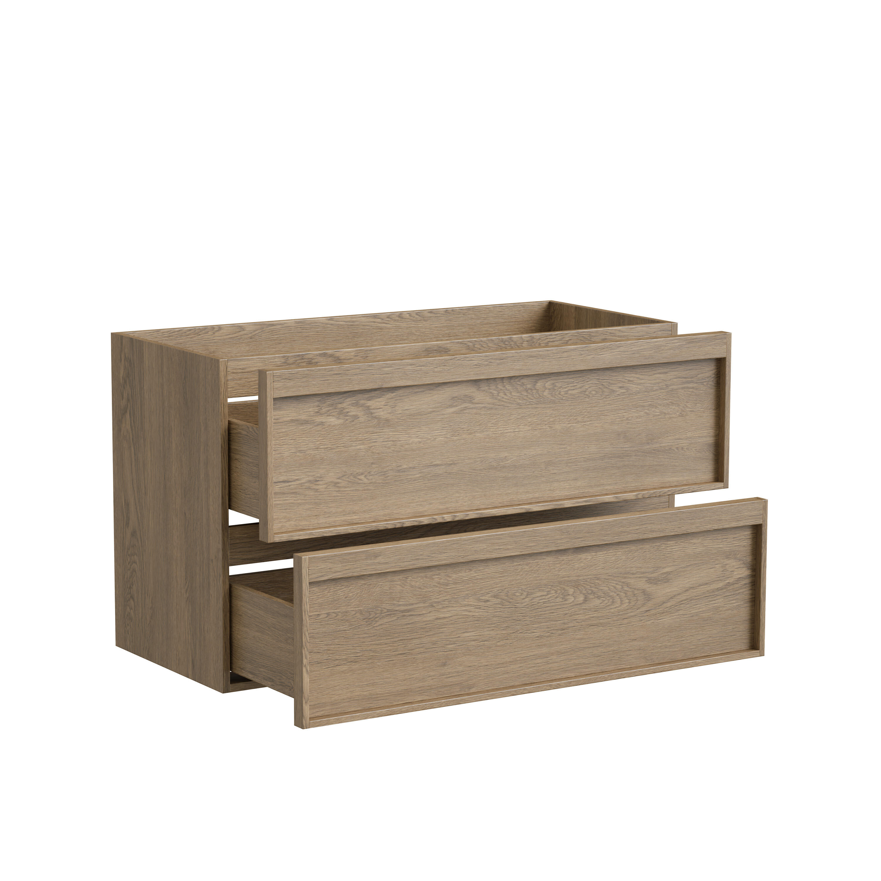 Meuble sous-vasque 2t L.100cm x H.60cm x P.45.7cm plaqué chêne naturel Scala - 8