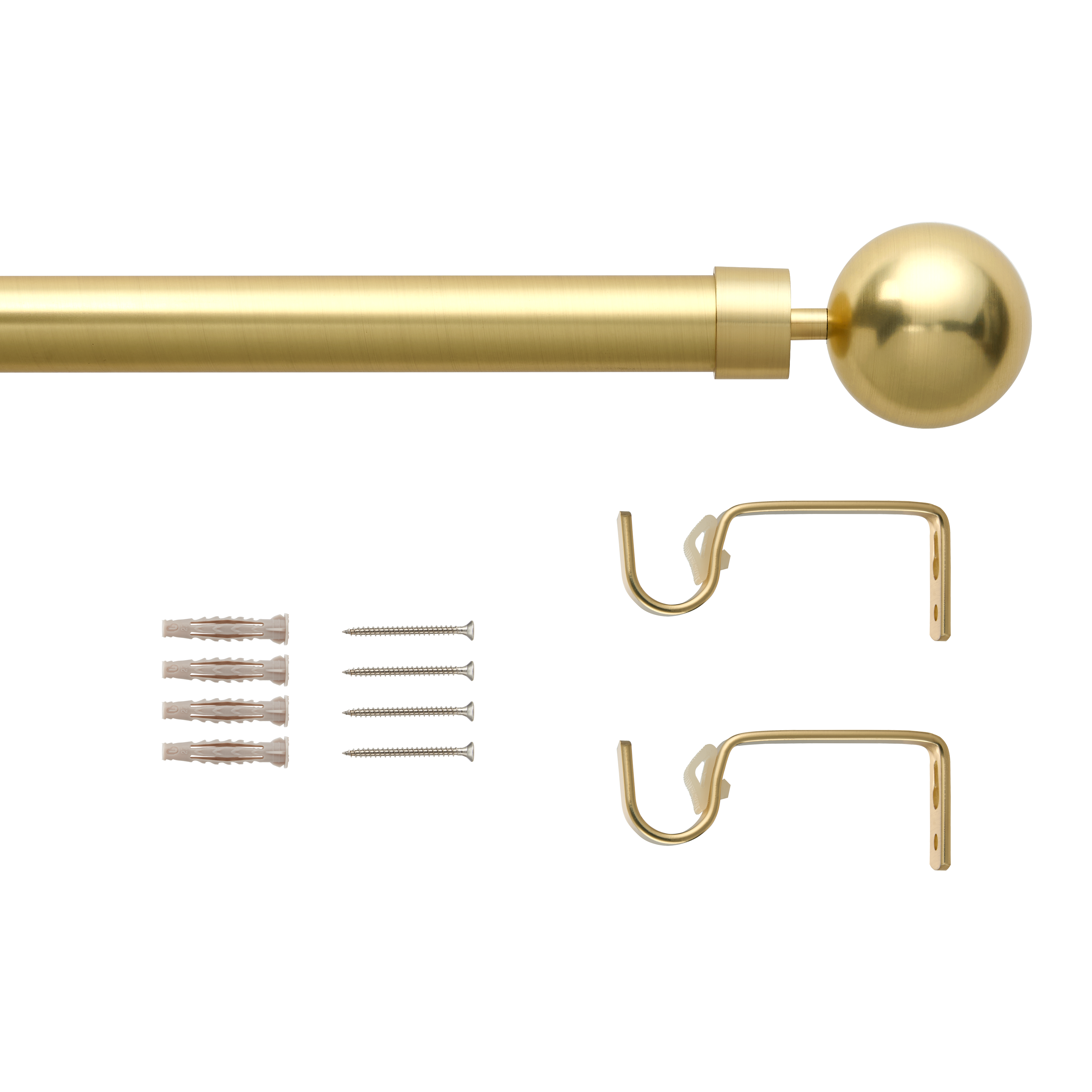 Kit de tringle à rideaux doré Ball, L.120 - 210.0 cm, diam.19.0 mm, INSPIRE - 2