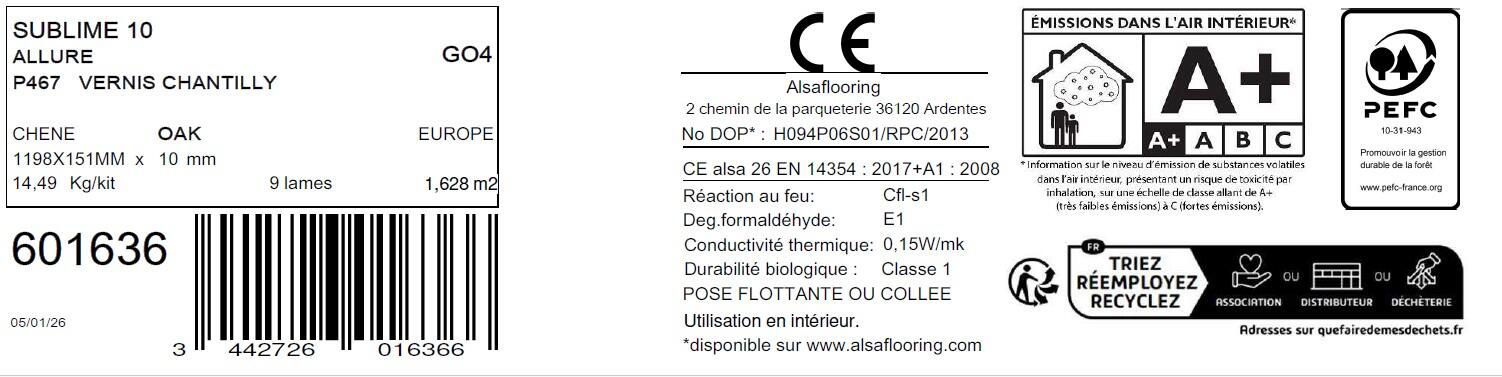 Sol plaqué chêne blond chantilly charme vitrifié L HOMFLOR, l.15,1 cm - 5