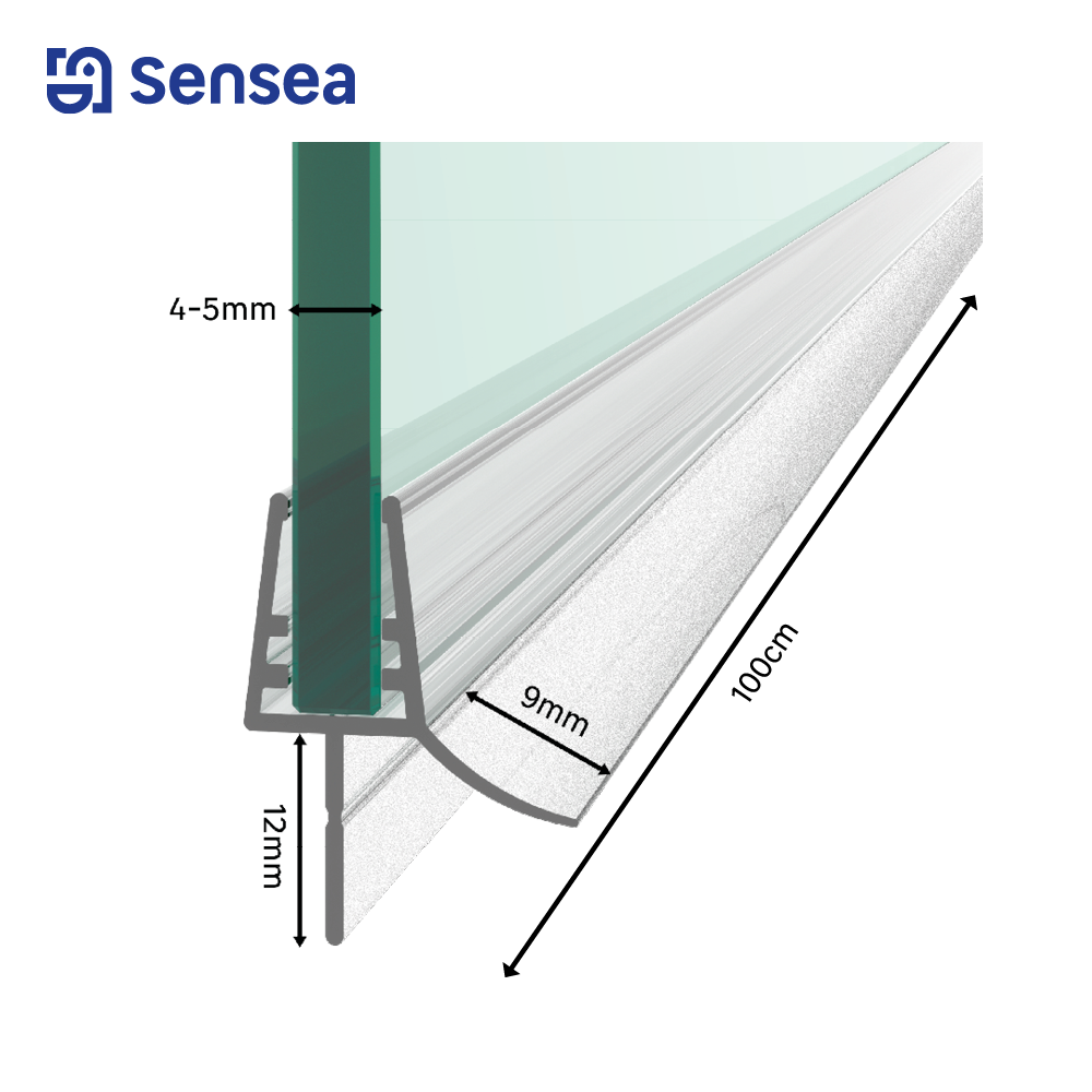 Joint d'étanchéité bas courte lèvre 12mm+déflect.10mm pr verre 4-5mm L.1m transp - 3