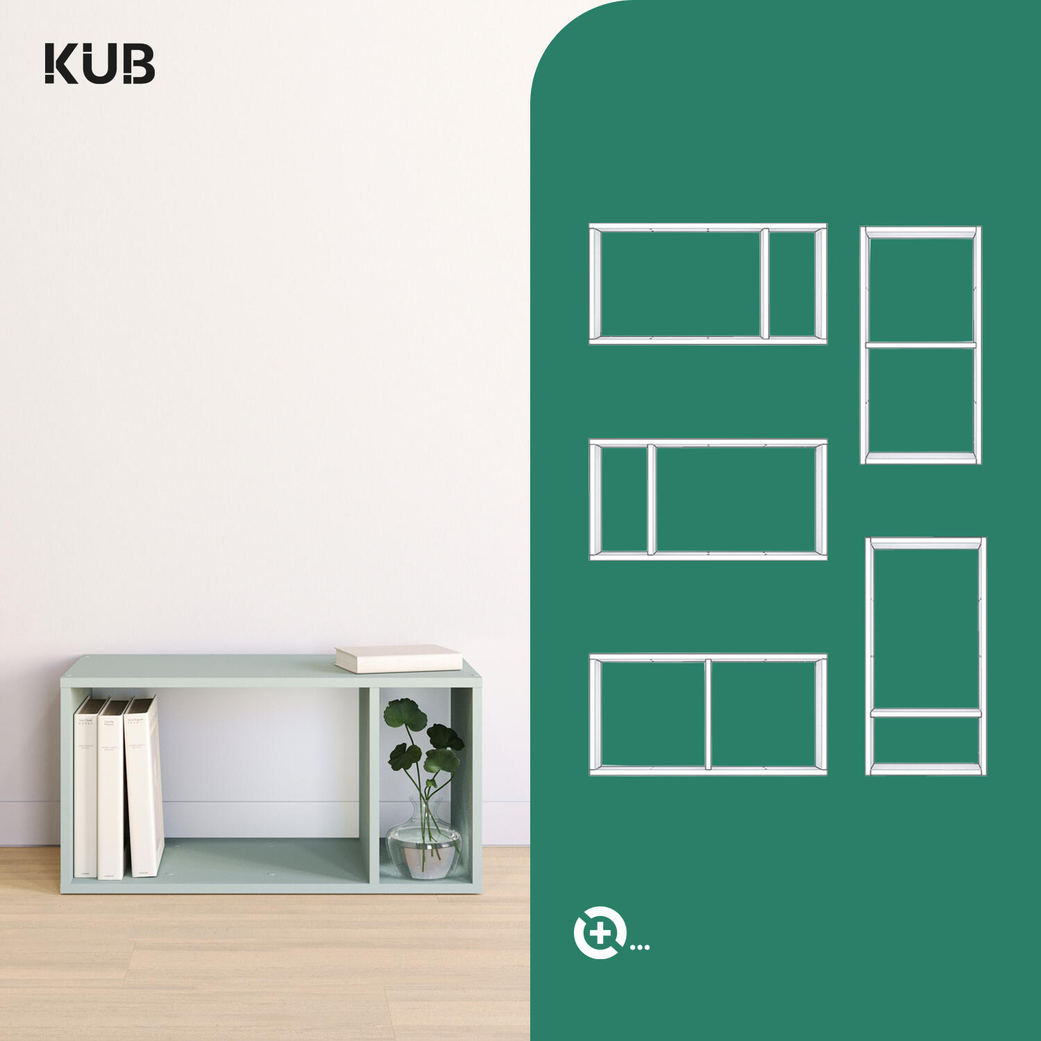 Estante Kub 2x1 Spaceo 36X32X71CM verde - 6