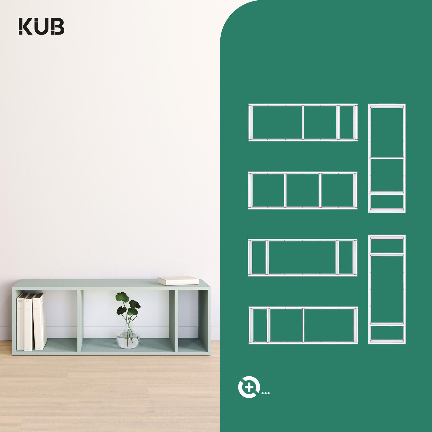 Estante Kub 3x1 Spaceo 36X32X105CM verde - 7
