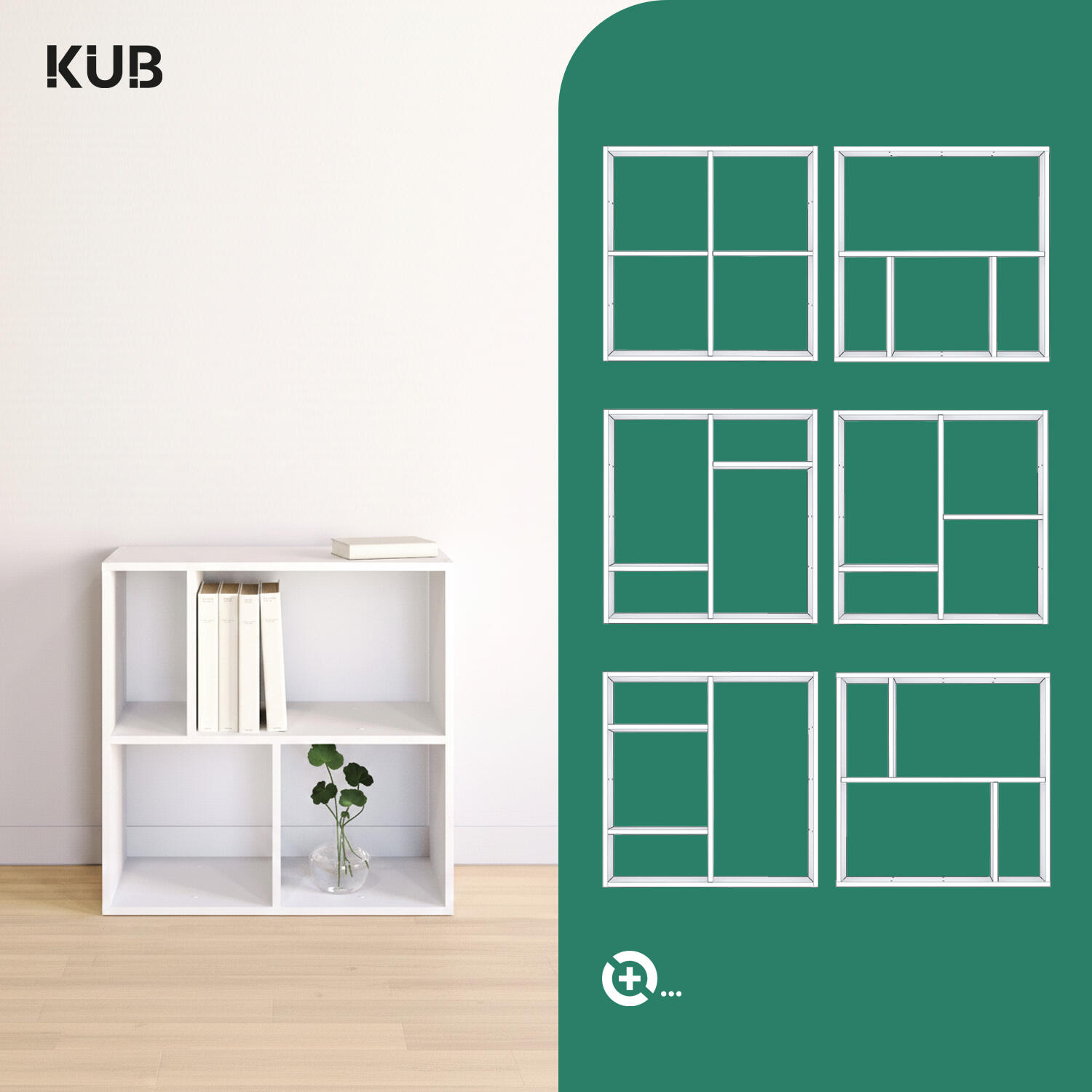 Scaffale a cubo SPACEO Kub 2x2 L 70.4 x H 70.5 x Sp 31.7 cm bianco - 2
