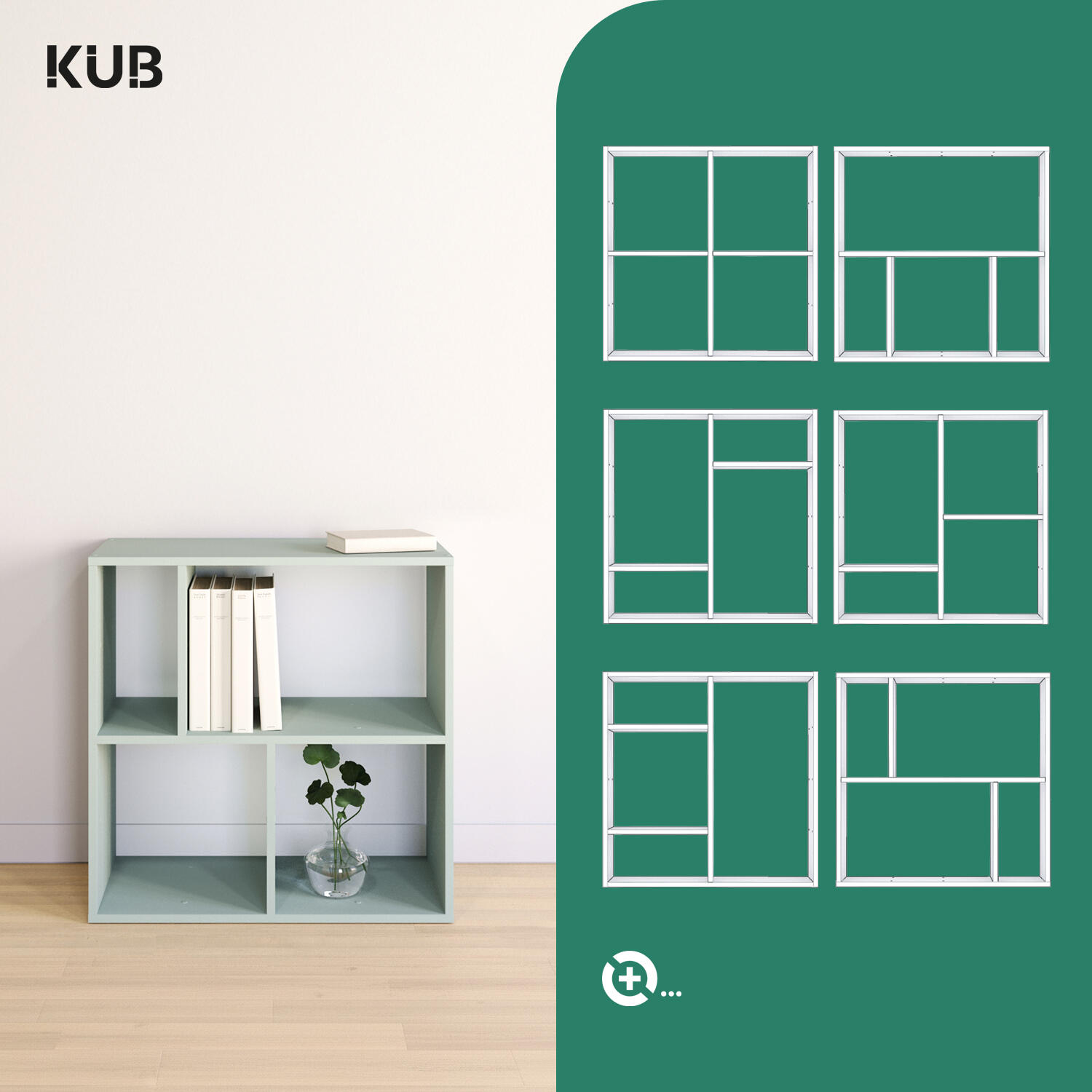 Estante Kub 2x2 Spaceo 70X32X71CM verde - 7