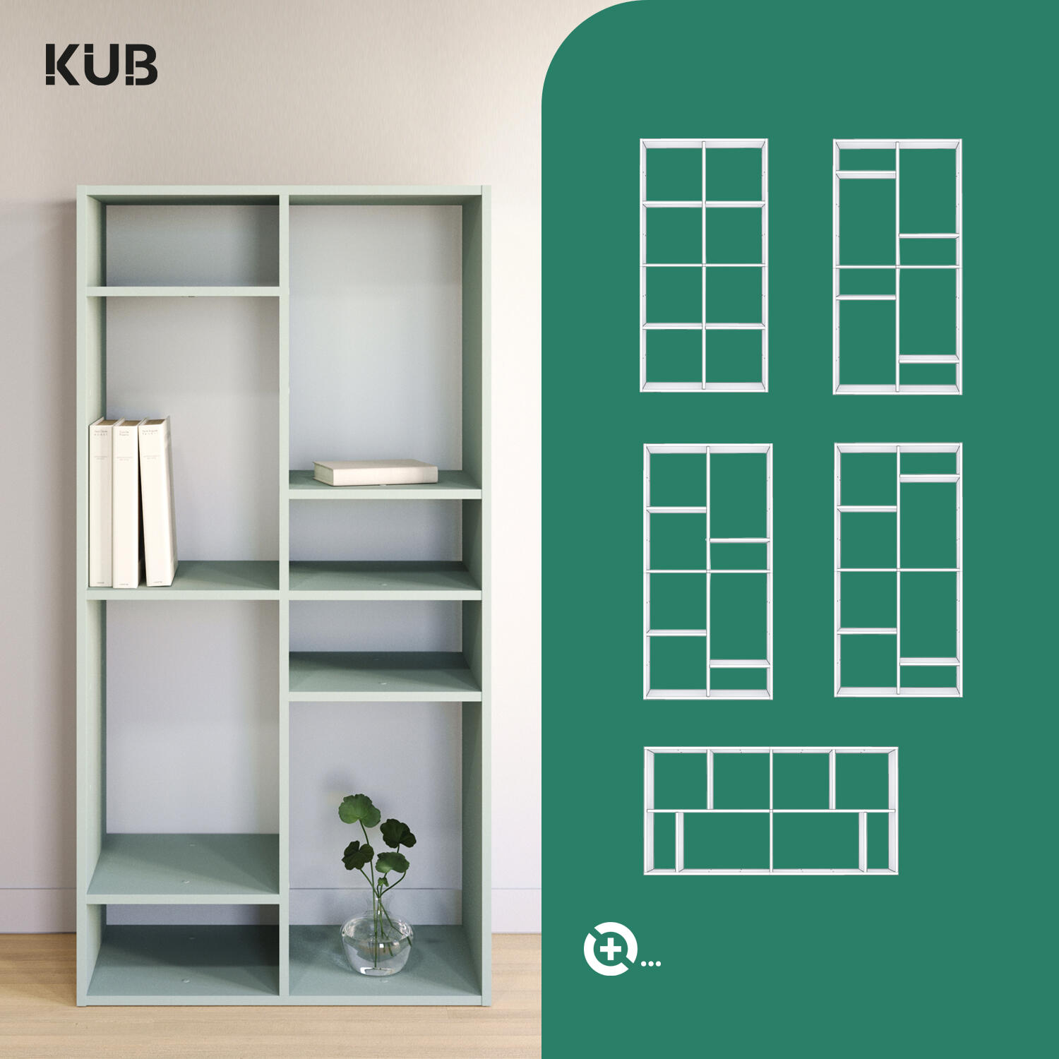 Estante Kub 4x2 Spaceo 70X32X139CM verde - 6