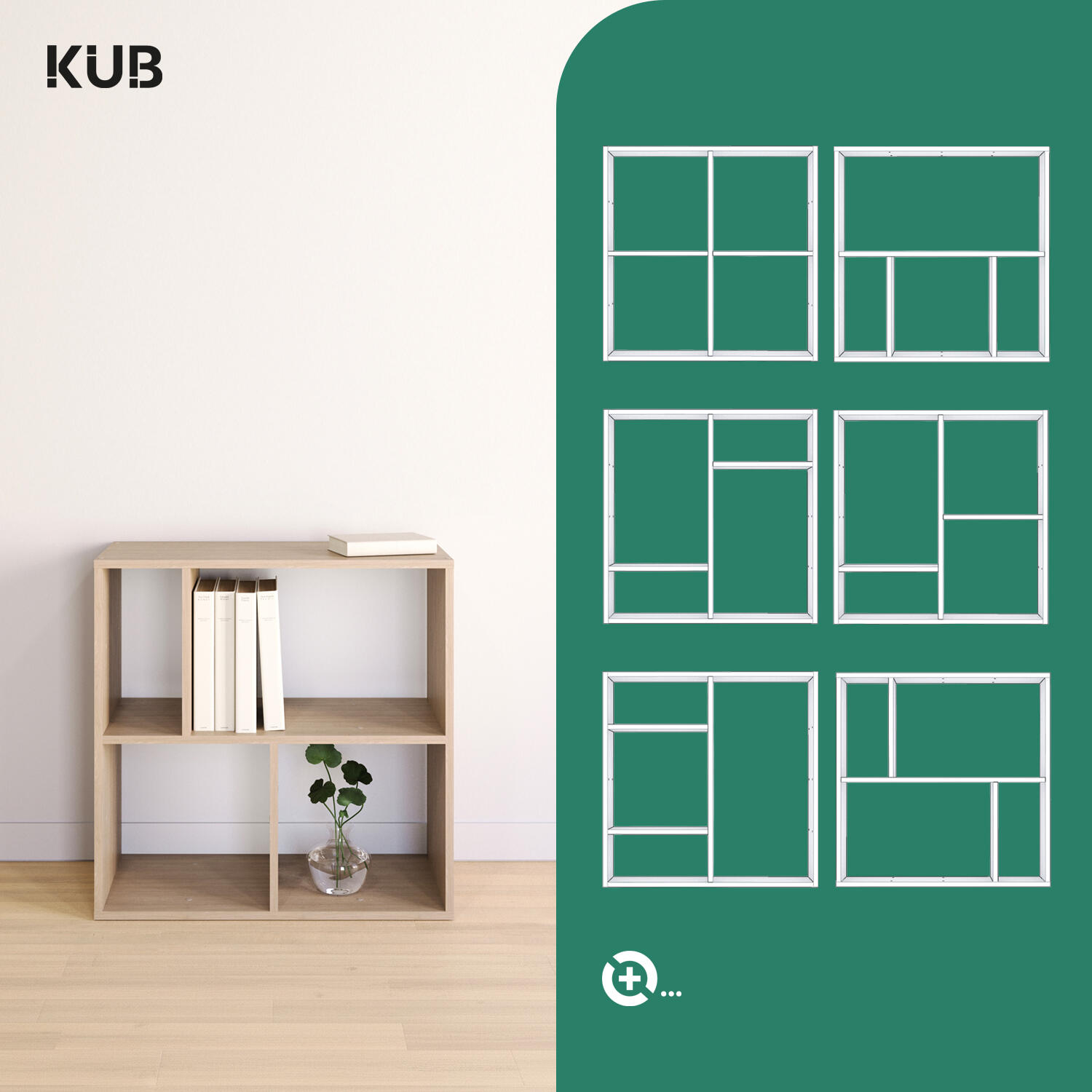 Estante Kub 2x2 Spaceo 70 x 32 x 71 cm carvalho - 6