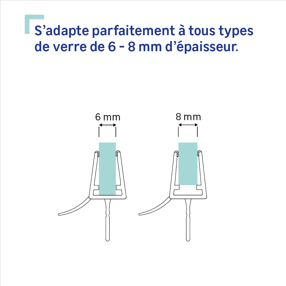 Joint d'étanchéité bas courte lèvre 12mm+déflect.10mm pr verre 6-8mm L.1m transp - 6