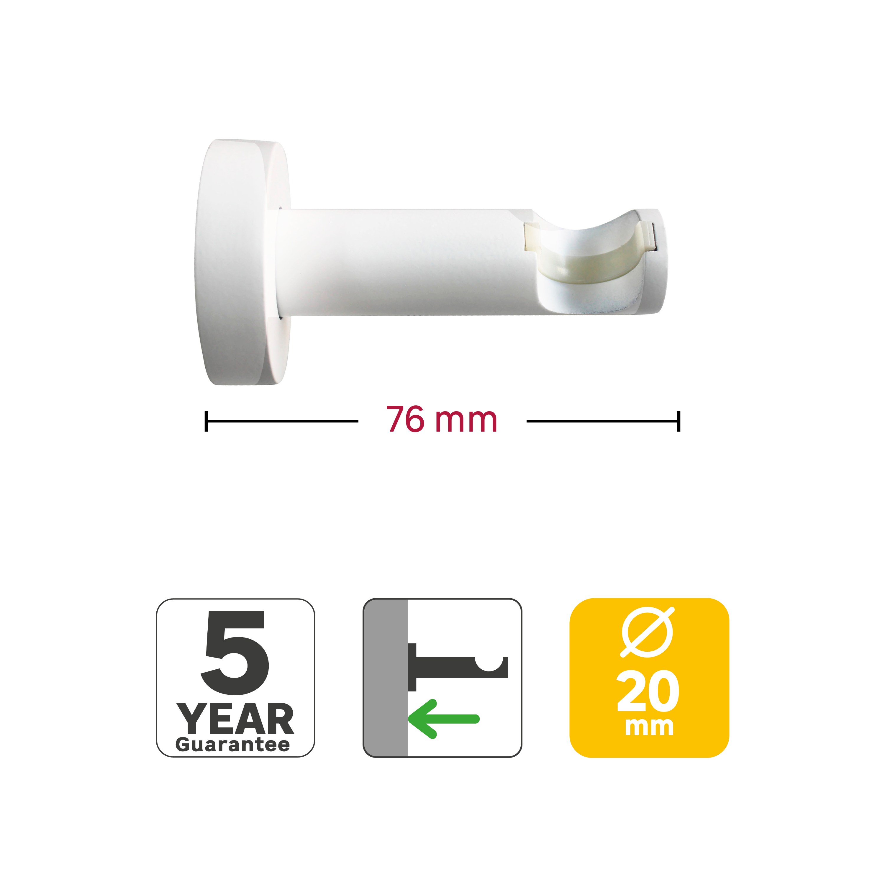 2 suportes Inspire easyfix parede d20cm 7.5cm branco mate - 6