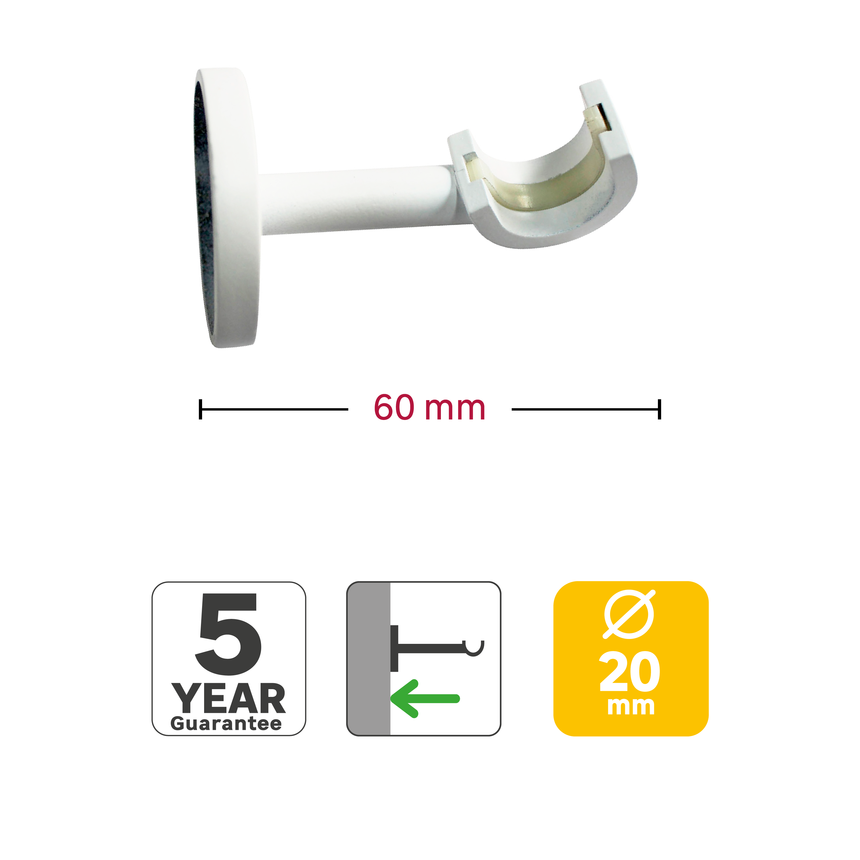 2 Soportes a techo para barra diámetro 20 mm Nature INSPIRE aluminio fijo 6 cm - 3