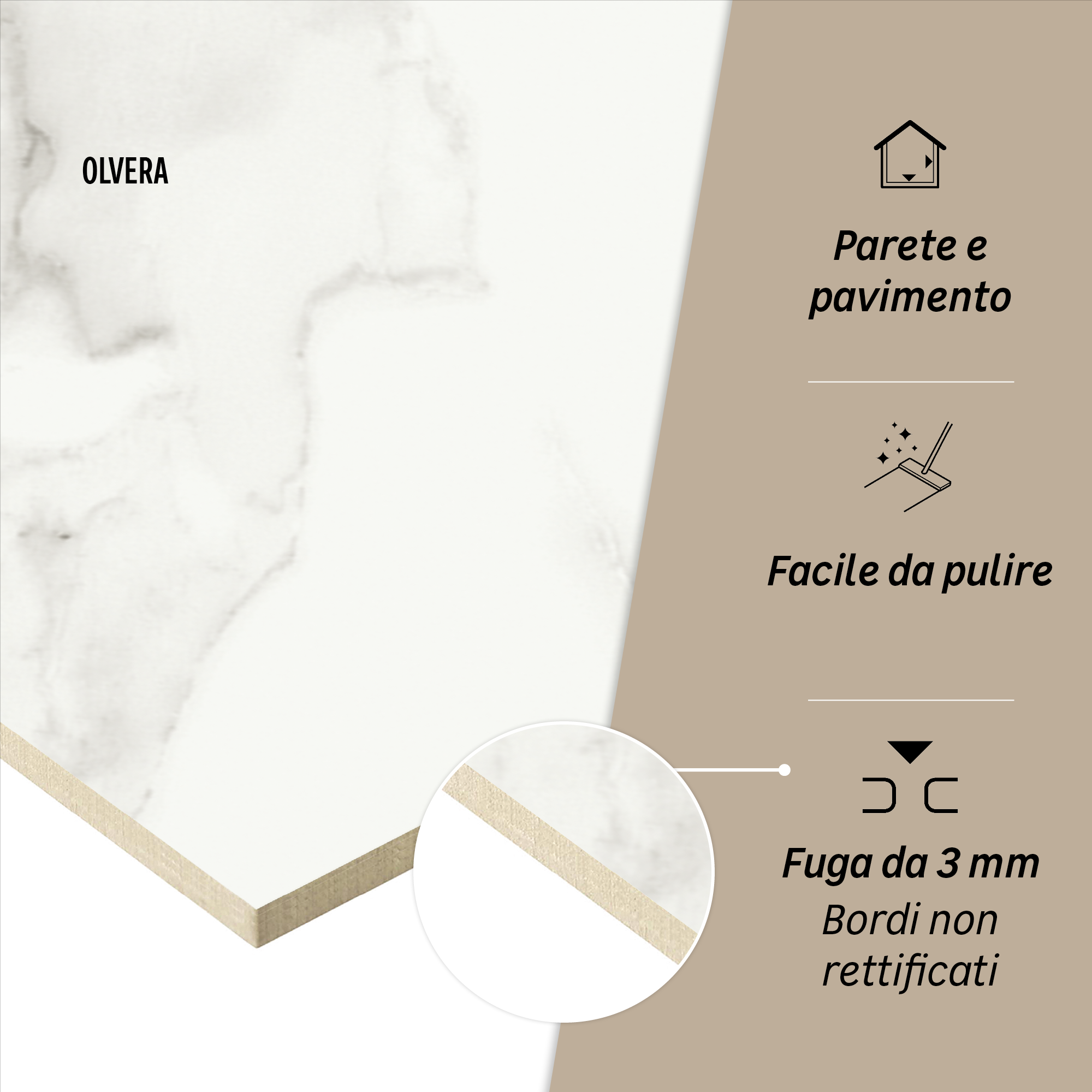 Piastrella da pavimento e rivestimento interno in gres porcellanato 60 x 60 cm non rettificato smaltato bianco opaco Olvera traffico intenso (pei 4/5) Sp. 9.5 mm 1.08 mq - 4