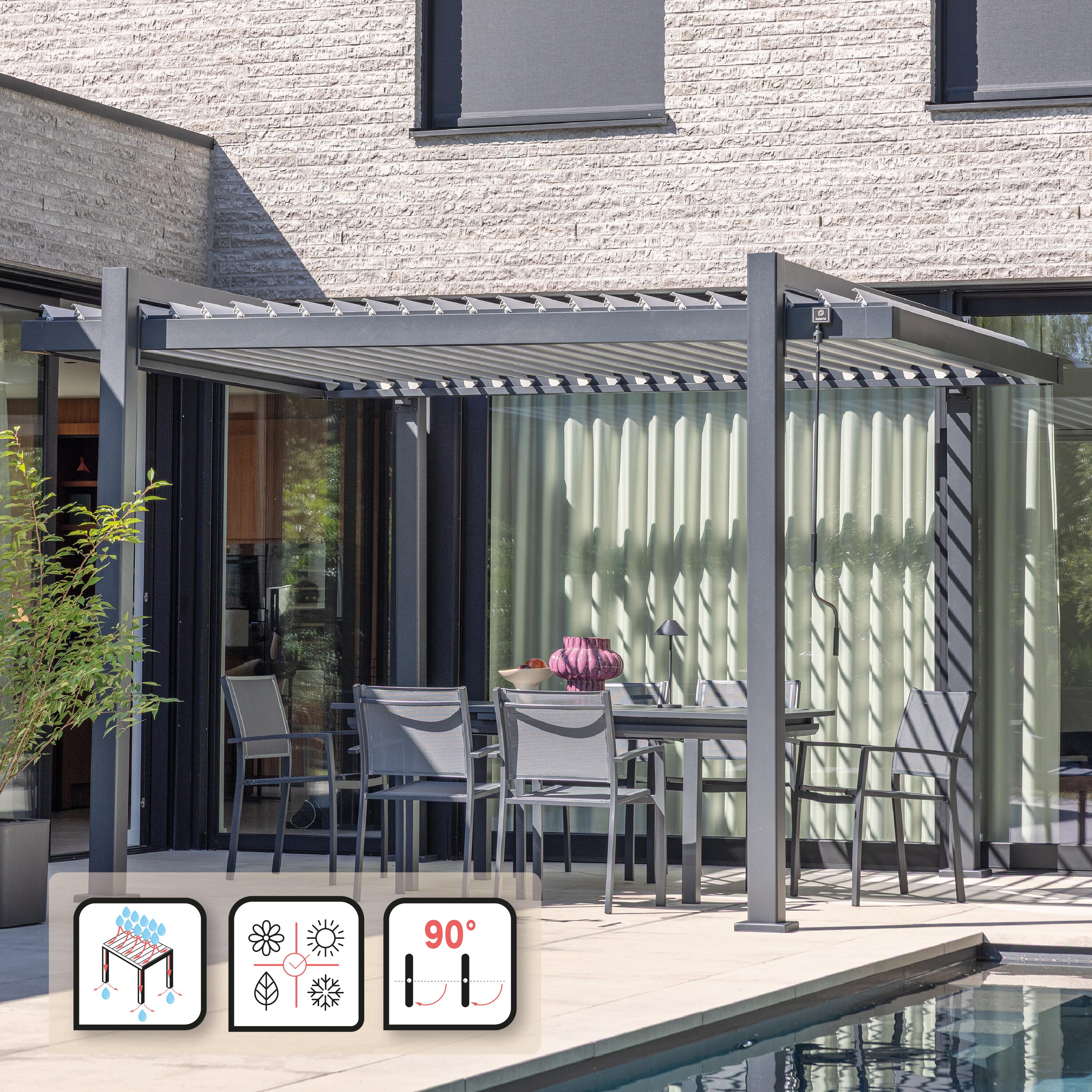 Pergola bioclimatica 320x358 cm in alluminio, antracite - Clima Odyssea NATERIAL - 2