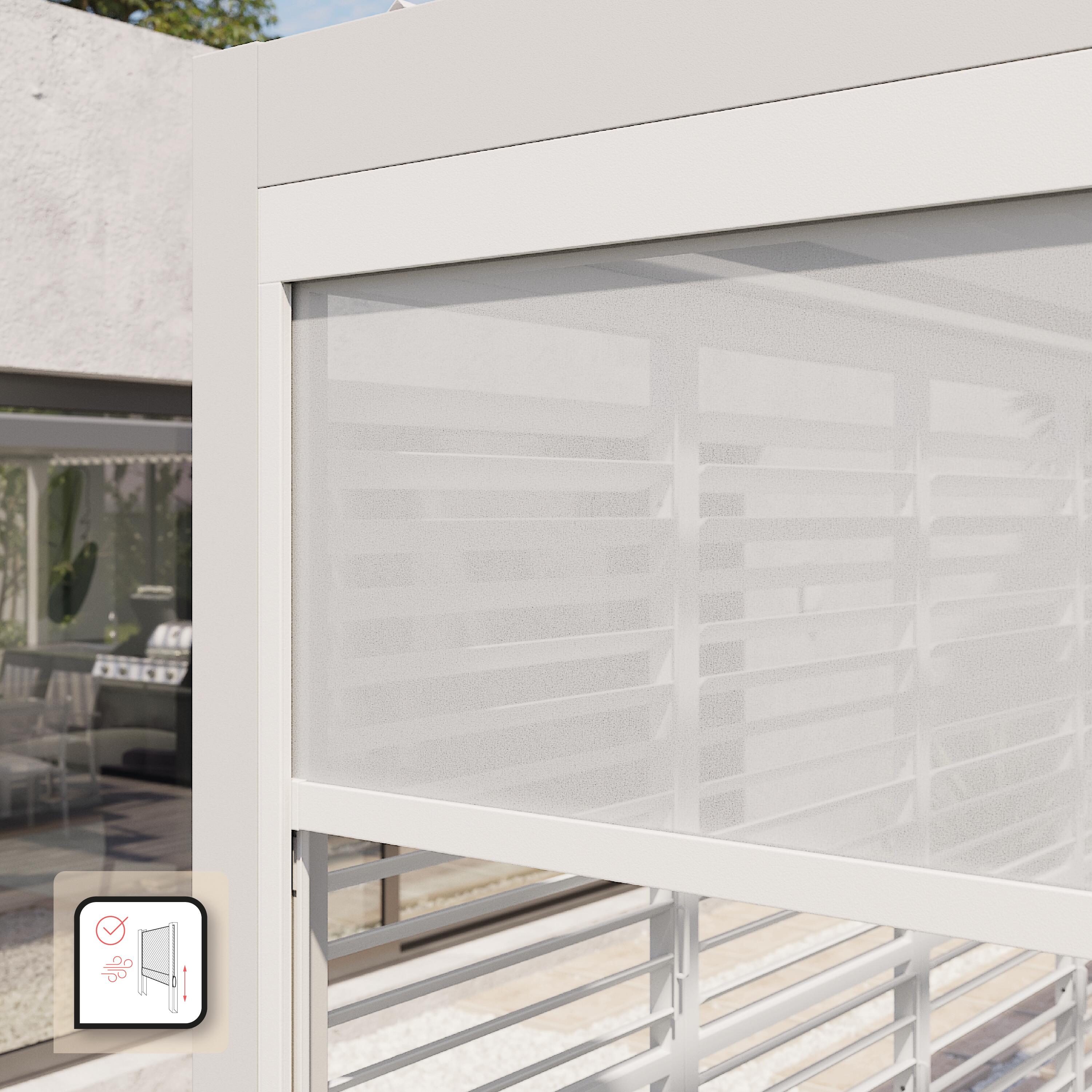 Store latéral en aluminium blanc NATERIAL pour pergola Astra, L.340.8xH.231.6 cm - 3