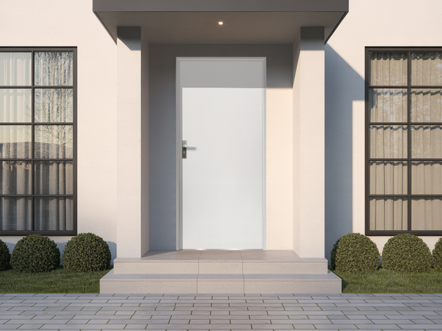 Porte d'entrée Acier blanc Artemida poussant droit H.215 x l.90 cm