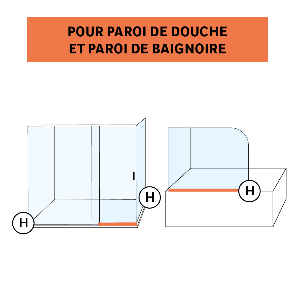 Joint d'étanchéité bas long. lèvre 20mm+déflec.10mm pr verre 6-8mm L.1m transp - 7
