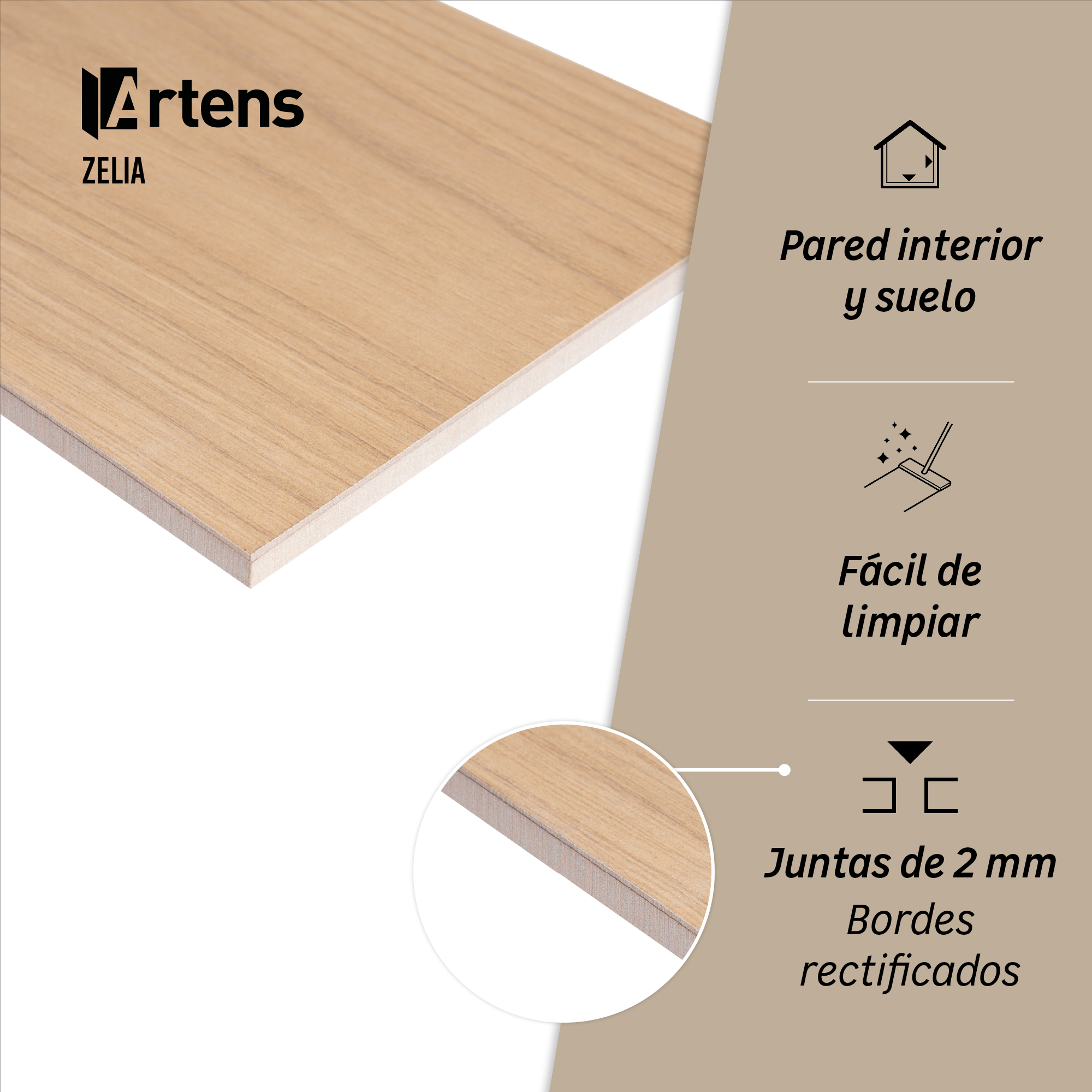 Suelo/Azulejo porcelánico Zelia efecto madera natural 20.0x120.0 cm C1 ARTENS - 7