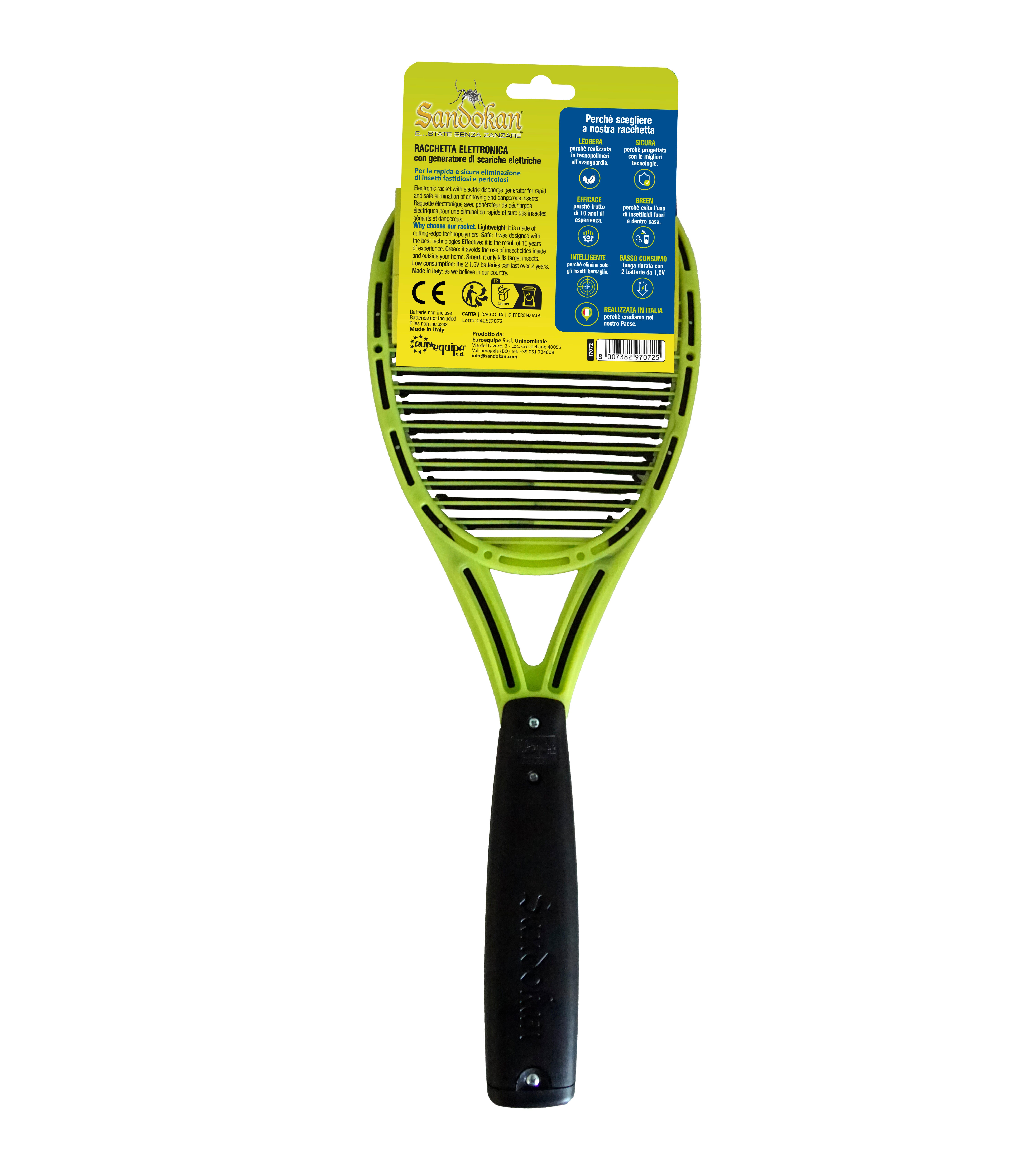 Racchetta elettrica per calabroni e mosche e vespa e zanzare SANDOKAN Padel - 2