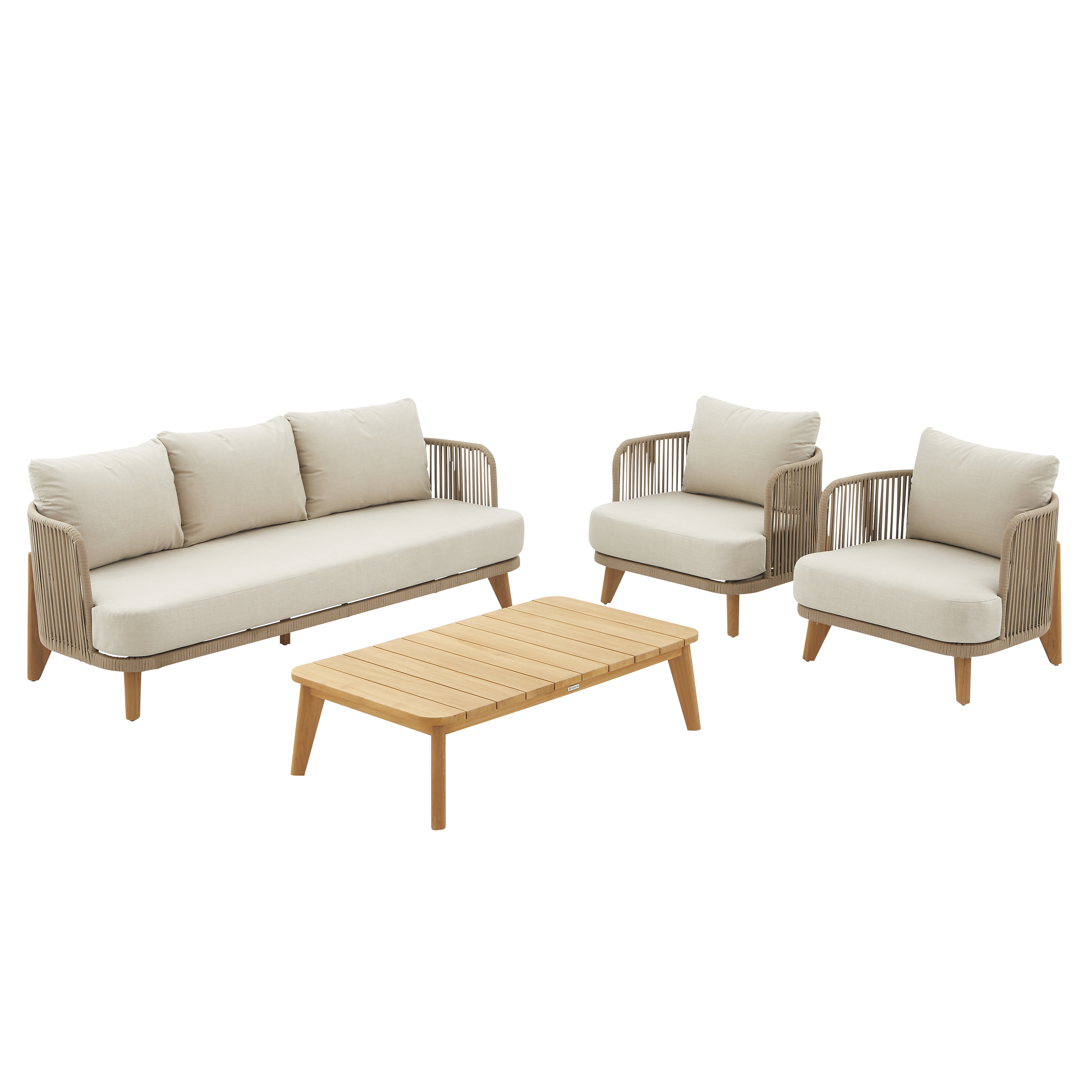 Table basse de jardin NATERIAL Livas teck rectangulaire beige 5 personnes - 10