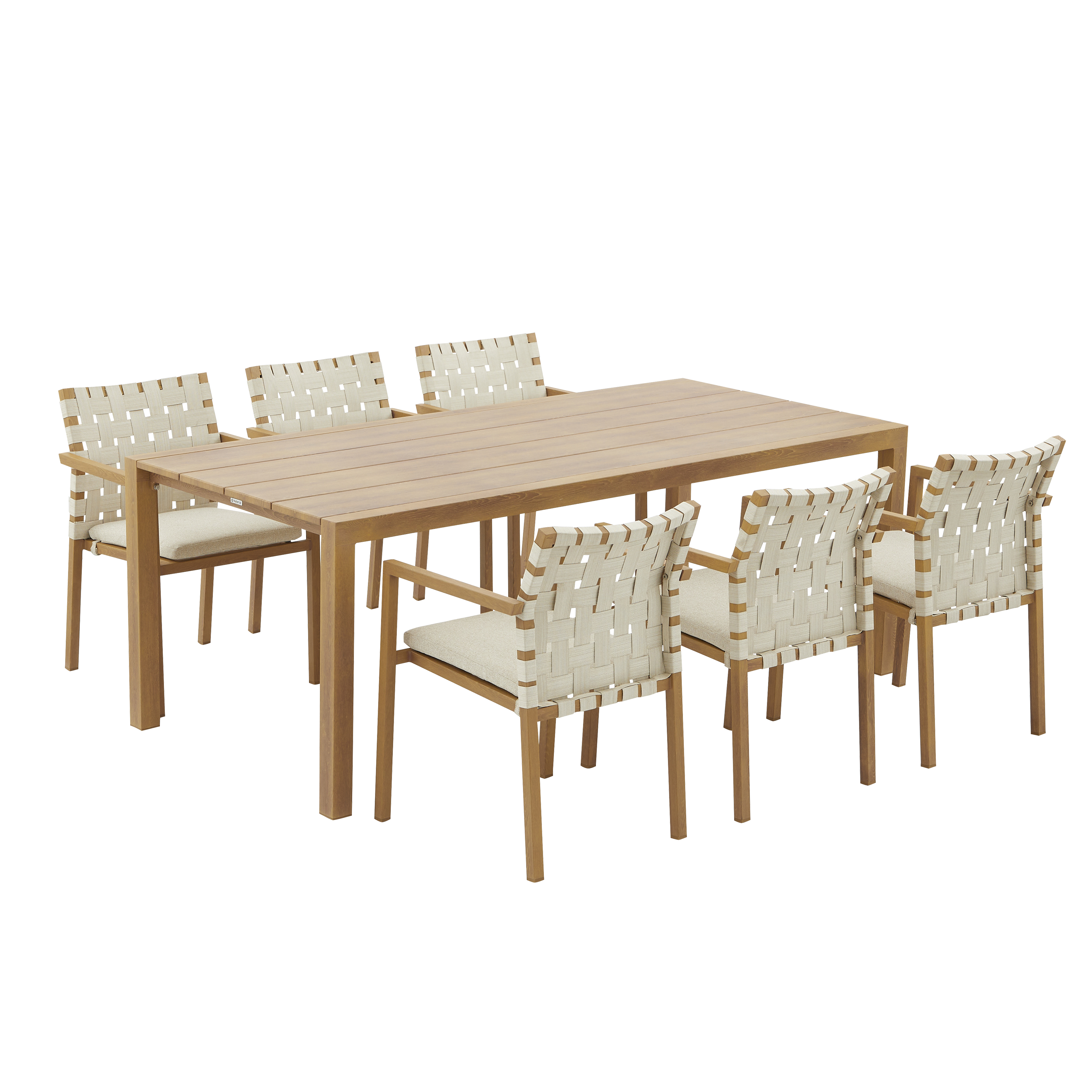 Table de jardin NATERIAL Okinawa aluminium rectangulaire beige 6 personnes - 5