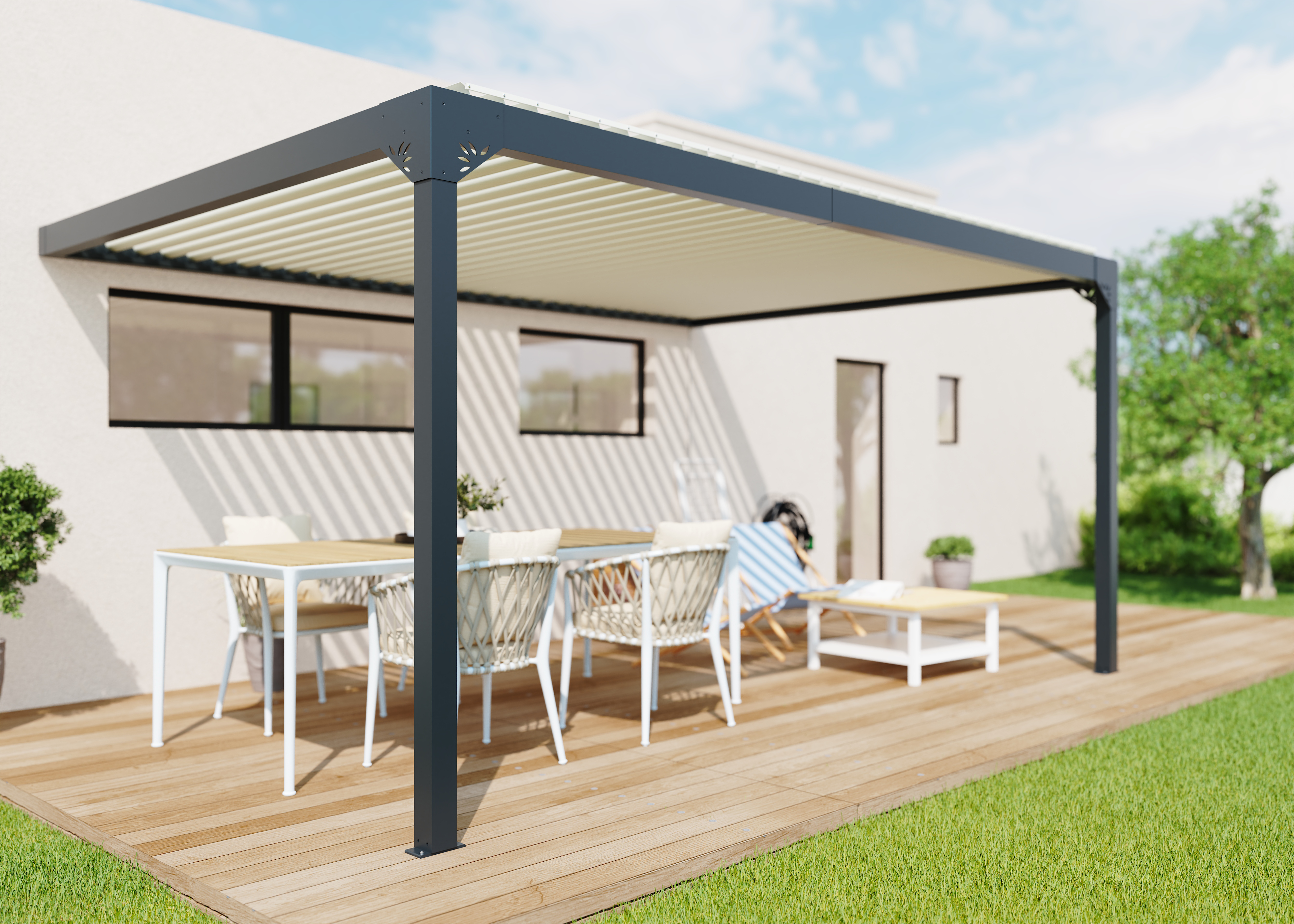 Pack 2 refuerzos para pérgola caleta adosada gris - 2