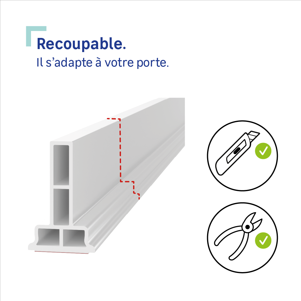 Barre seuil de douche souple autocollant L.1 m blanc - 4