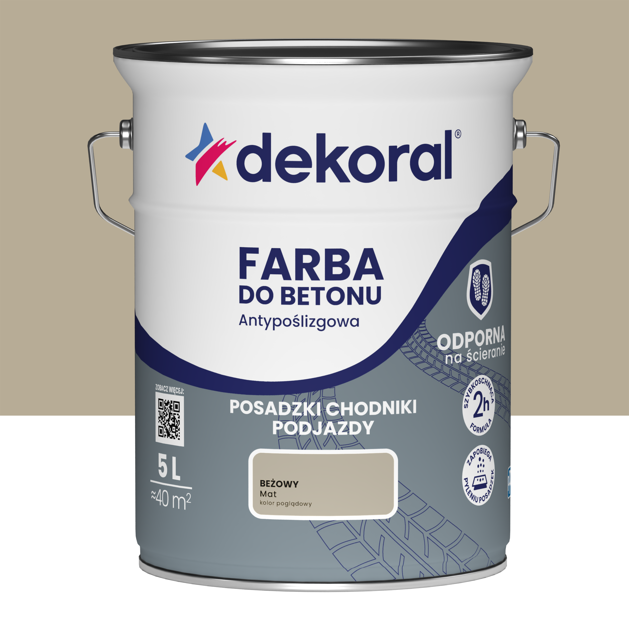 Farba do betonu antypoślizgowa 5 l Beżowy Matowy Dekoral