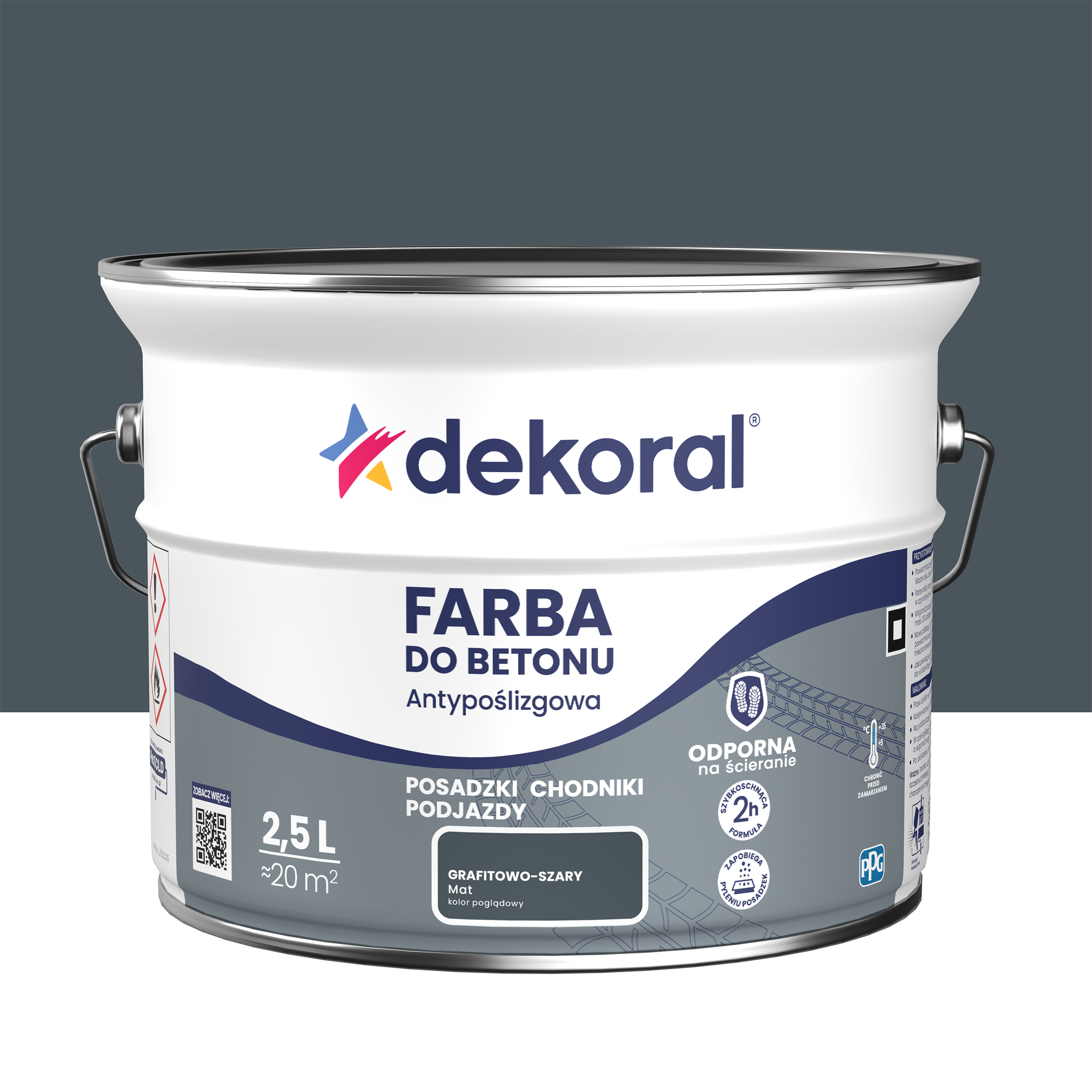Farba do betonu antypoślizgowa 2.5 l Grafitowo-szary Matowy Dekoral