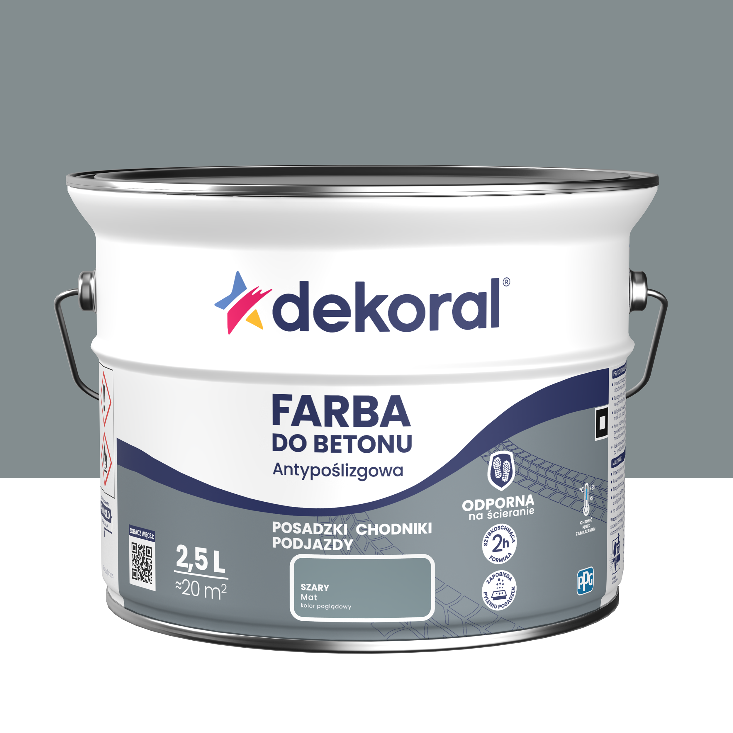 Farba do betonu antypoślizgowa 2.5 l Szary Matowy Dekoral