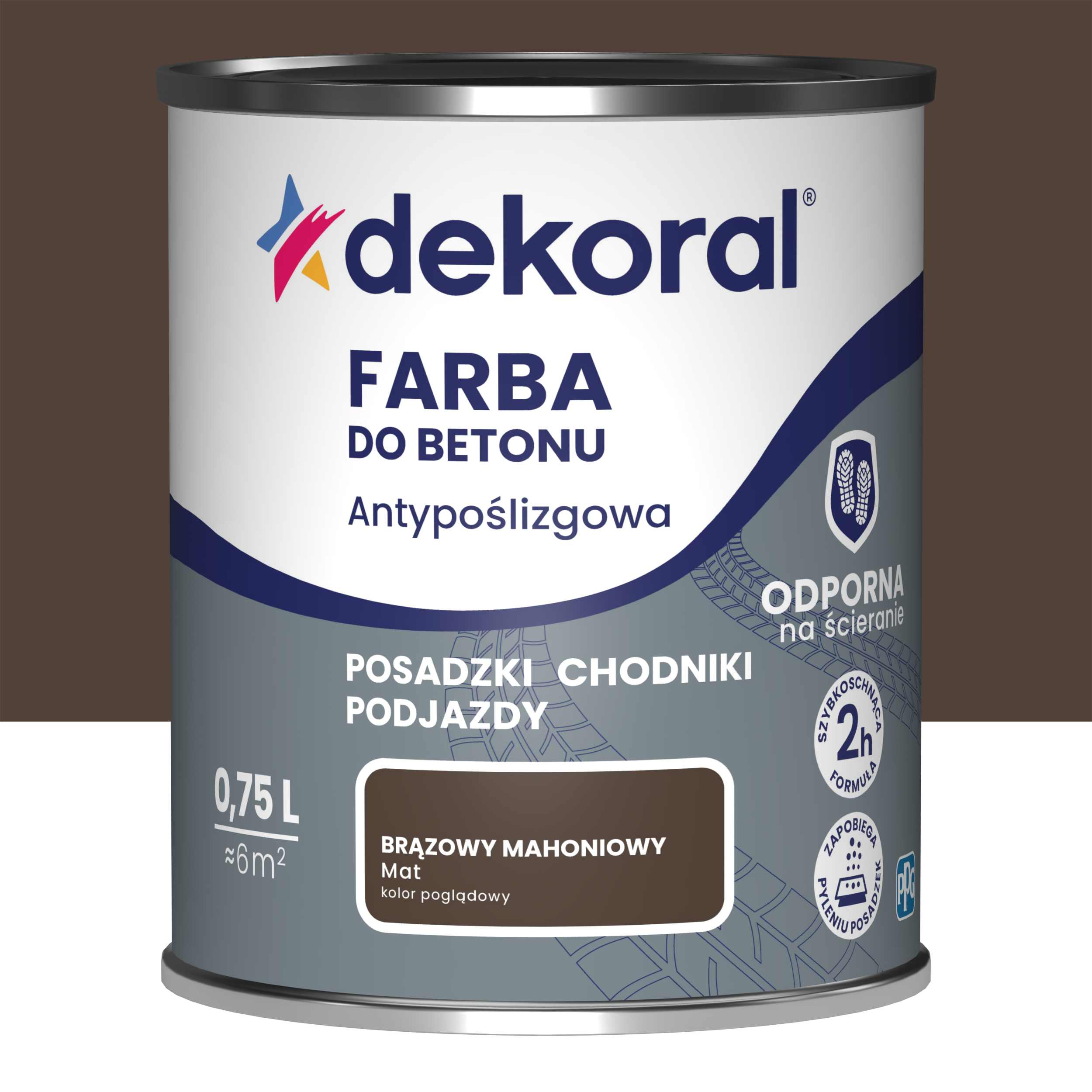 Farba do betonu antypoślizgowa 0.75 l Brązowy mahoniowy Matowy Dekoral