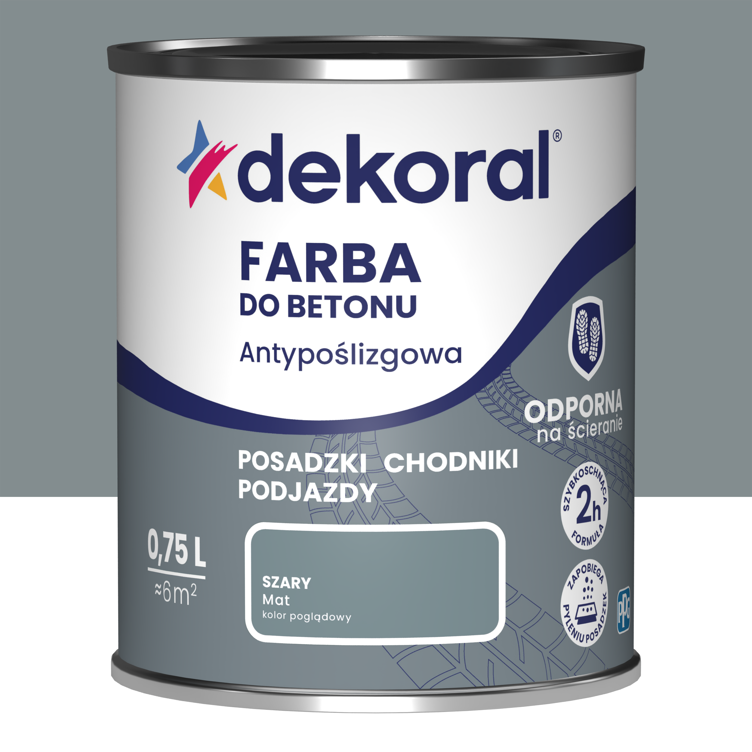 Farba do betonu antypoślizgowa 0.75 l Szary Matowy Dekoral