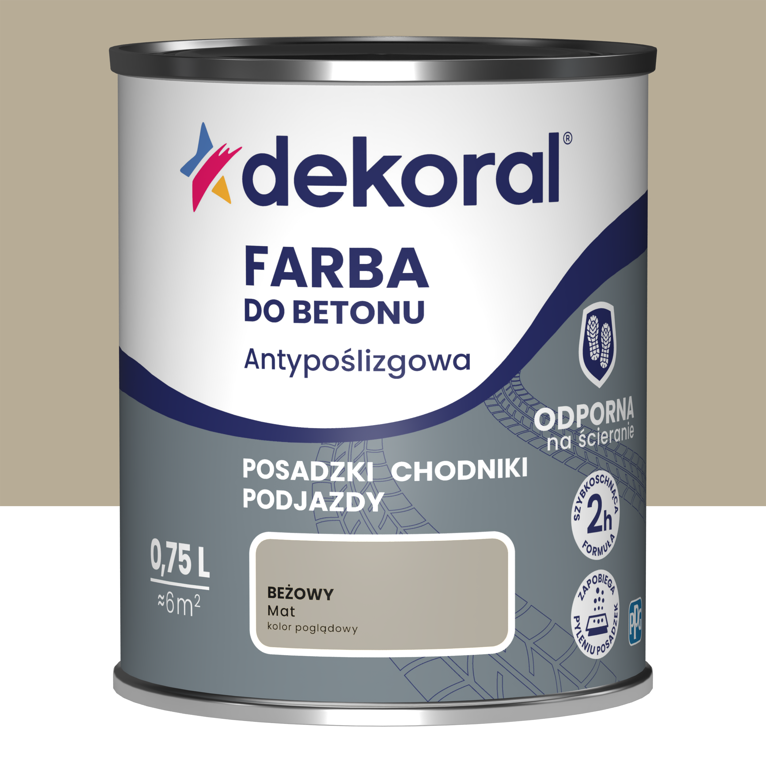 Farba do betonu antypoślizgowa 0.75 l Beżowy Matowy Dekoral