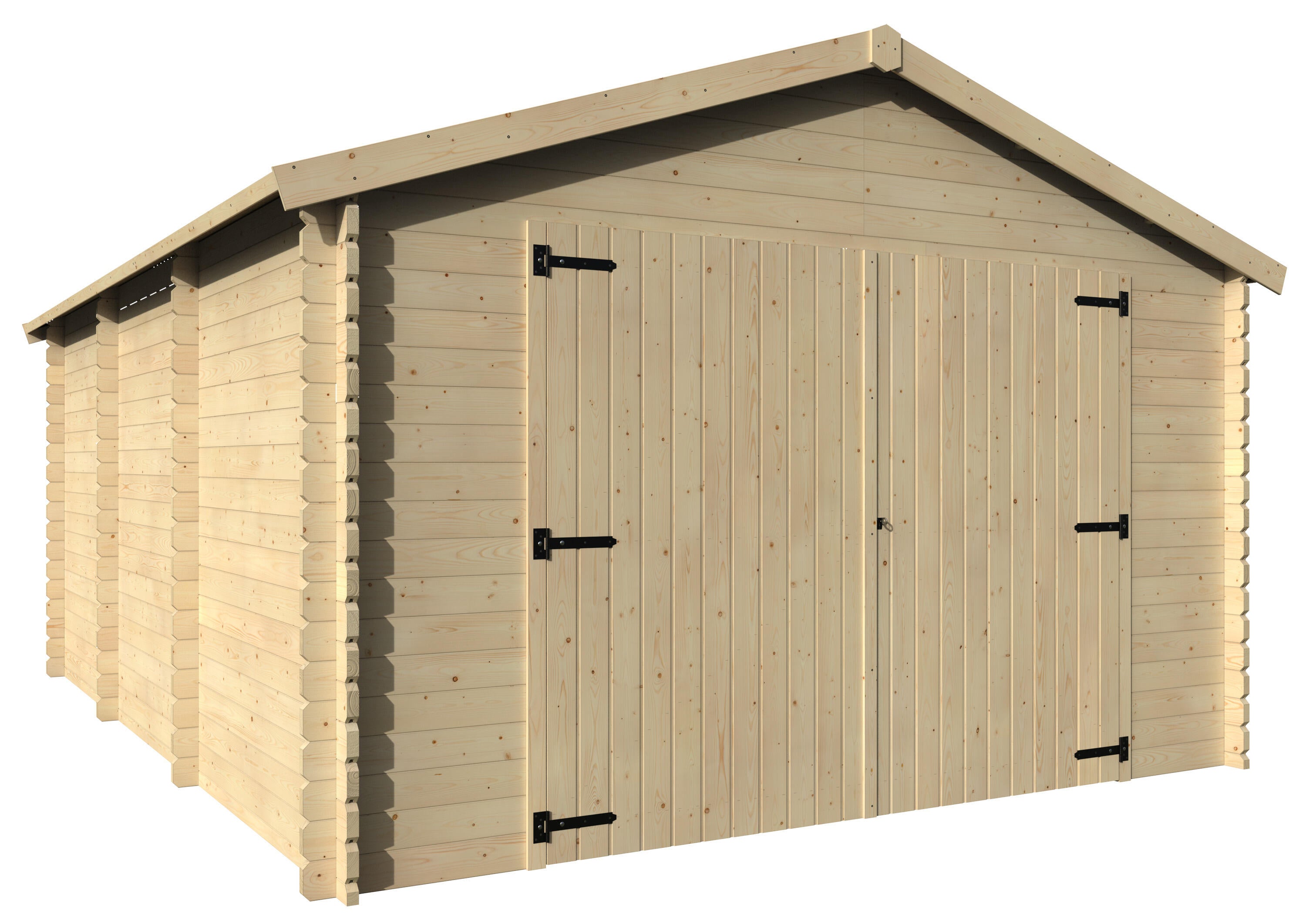caseta de madera new garodeal de 409x267x524 cm y 2003 m2 con 34 mm espesor y doble puerta abatible decor et jardin
