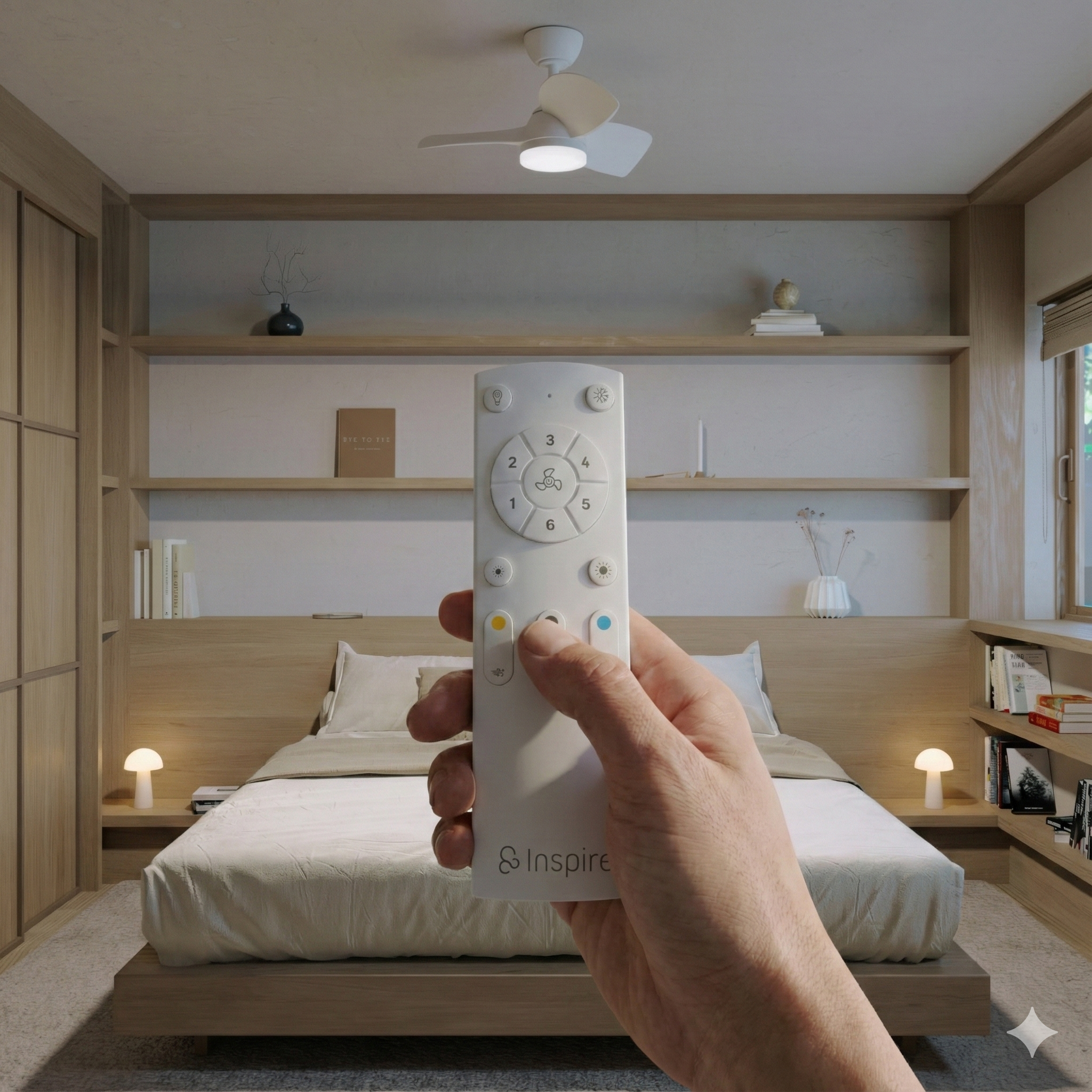 Ventilador de techo con luz silencioso DC 26W con mando ø71 cm Beach INSPIRE blanco luz CCT 3 aspas| 6 velocidades| modo verano/invierno| brisa| temporizador| recomendado para <13m² - 3