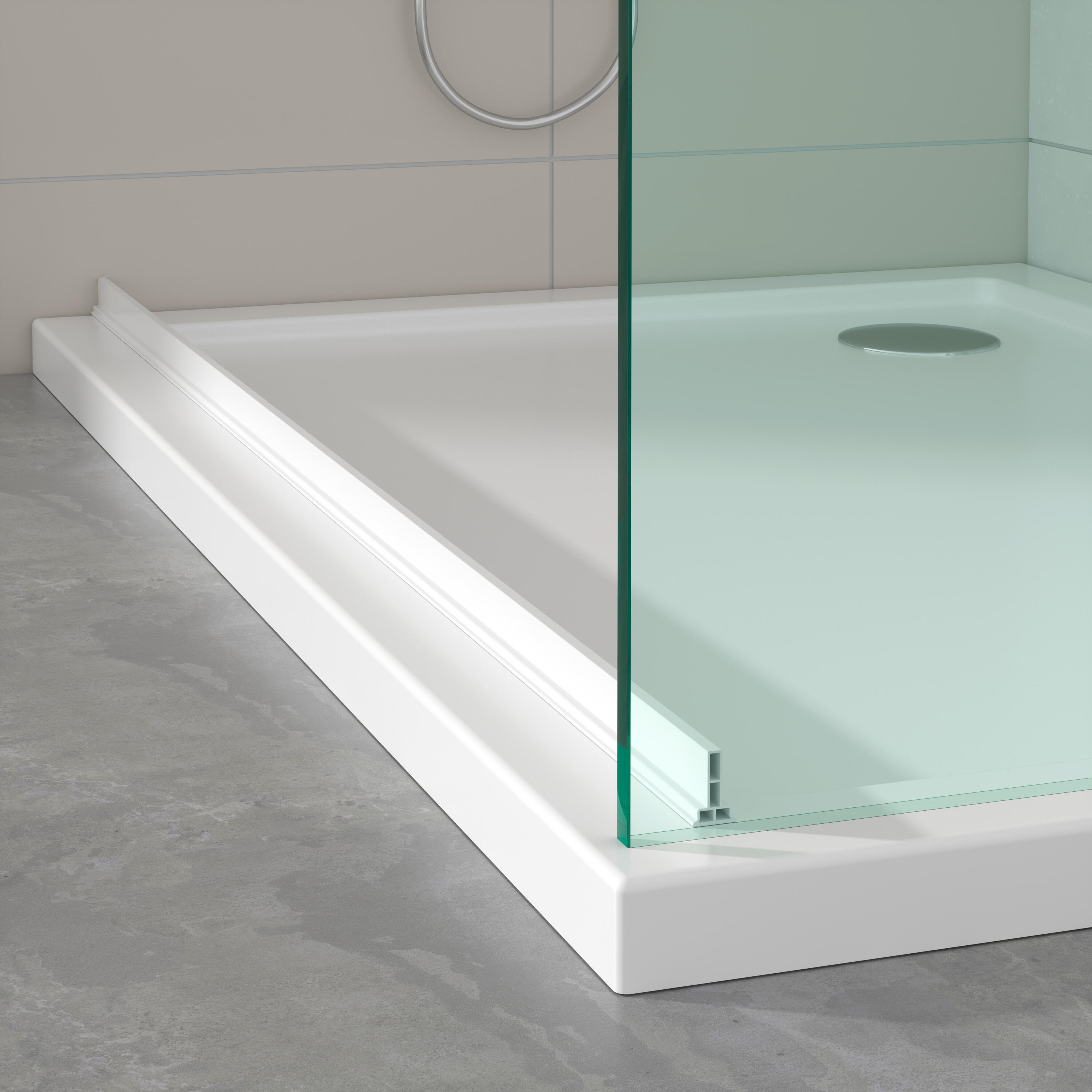 Barre seuil de douche souple autocollant L.1 m blanc - 2