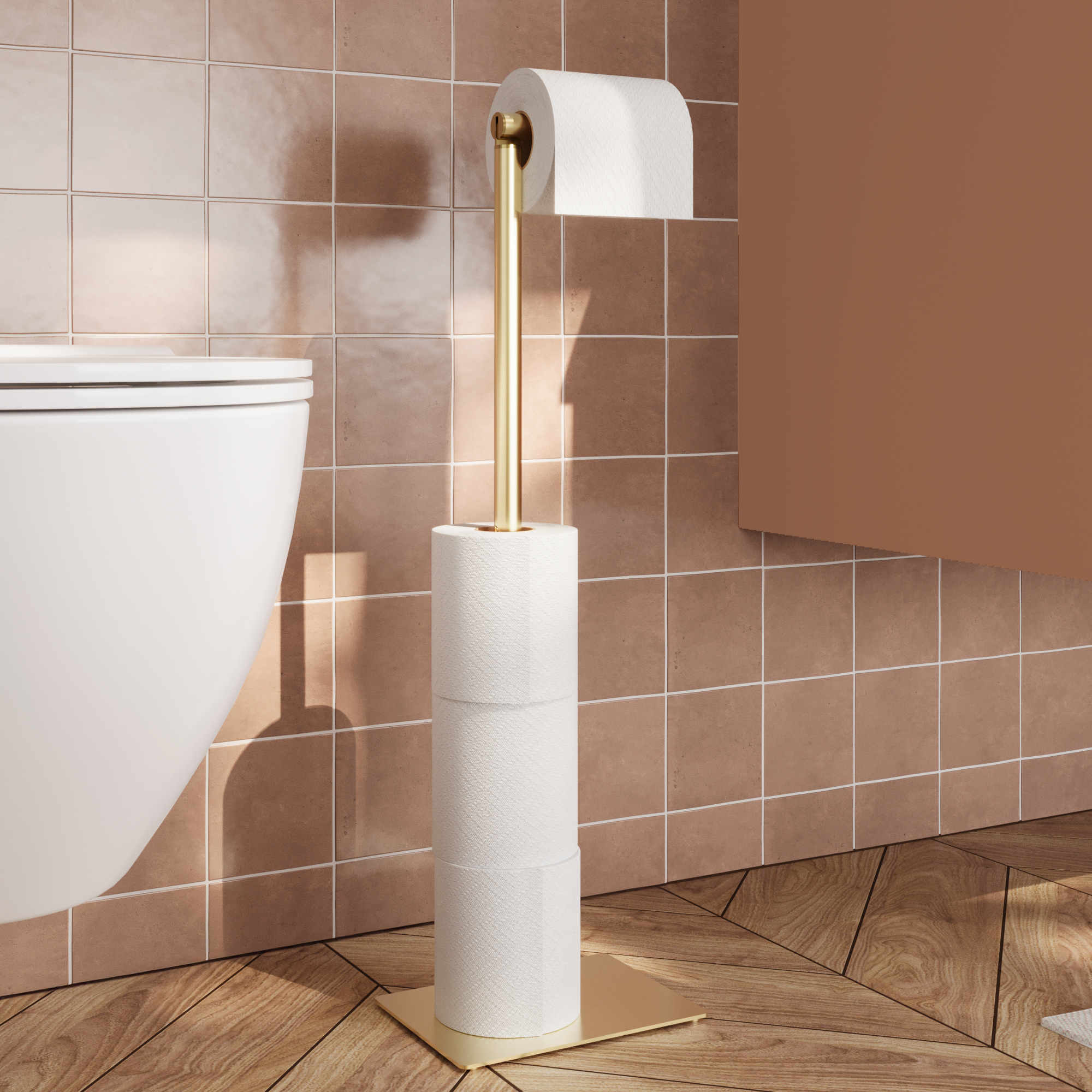 Uchwyt na papier toaletowy i zapas papieru Loa złoty Sensea - 3