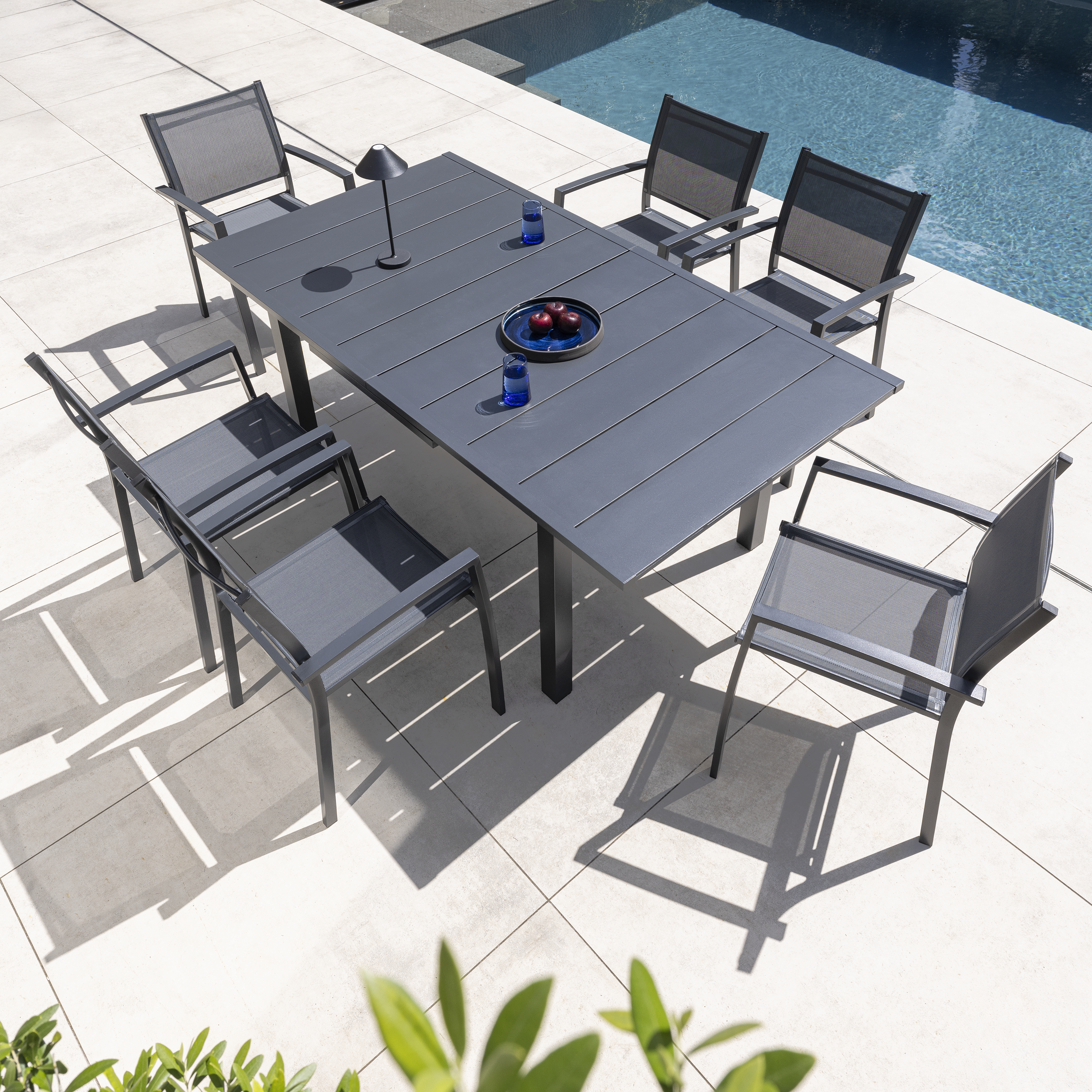 Naterial  Conjunto De Muebles De Jardín De Aluminio Odyssea Para 6 Comensales Blanco Aluminio, Leroy Merlin