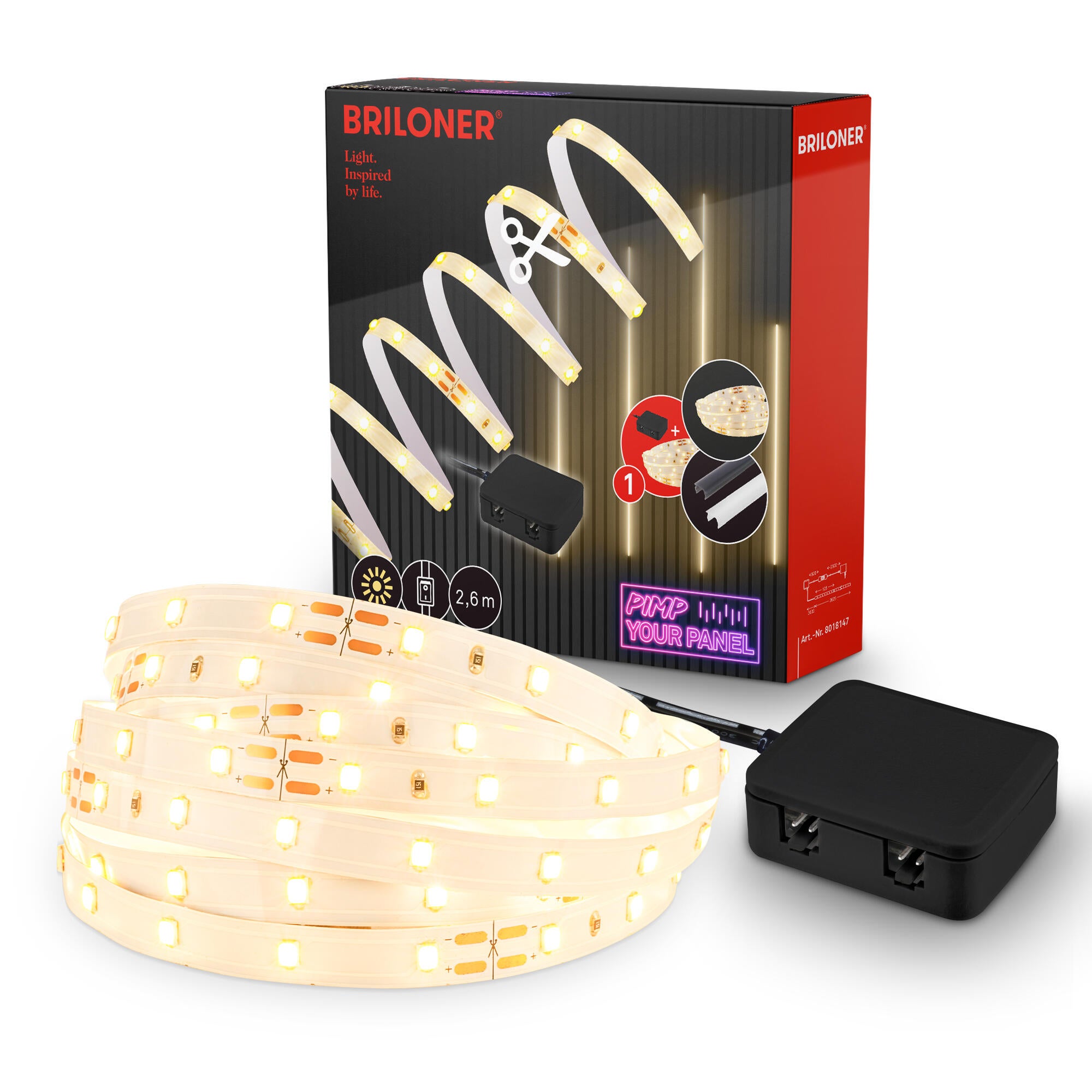 Kit tira LED 24V Pimp Your Panel BRILONER IP20 apto para zonas secas 1300 lm luz blanco cálido 3000K 2.625 metros corte c/12.5cm - 2